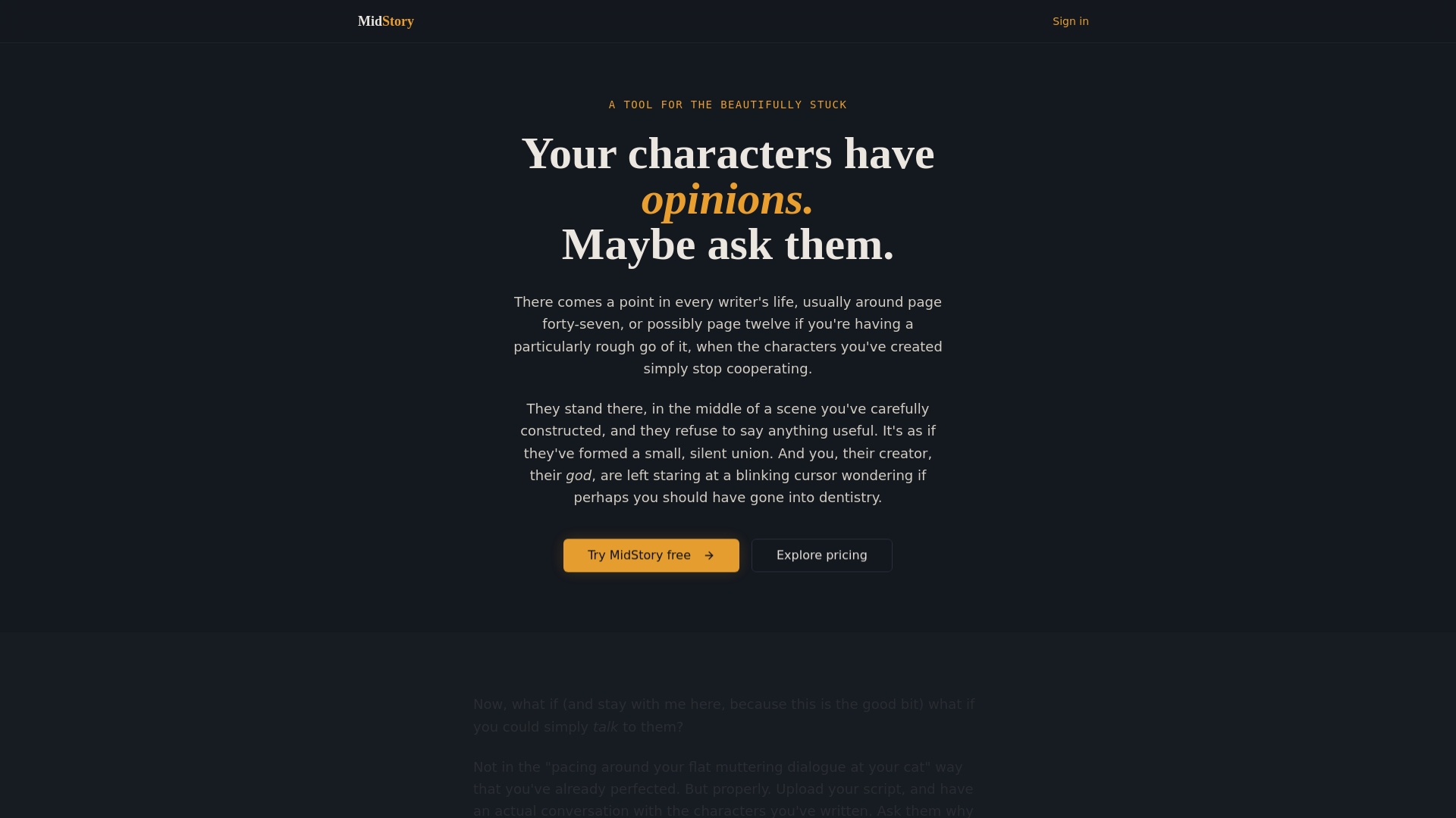 website screenshot of https://midstory.studio