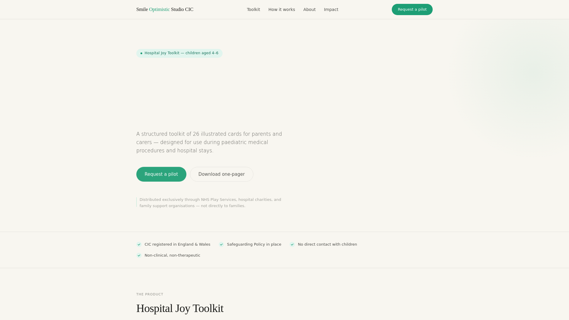 website screenshot of https://smileoptimisticstudio.org.uk