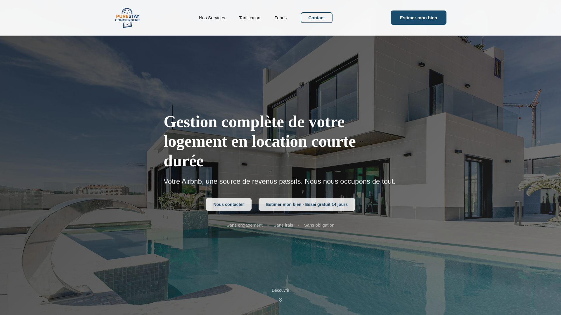 website screenshot of https://purestay-conciergerie.com