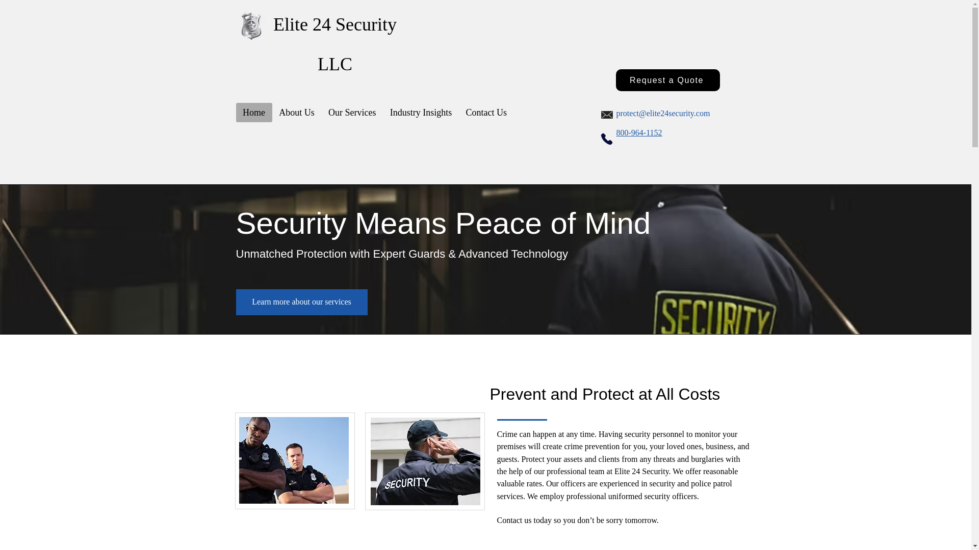 website screenshot of https://elite24securityhq.com/