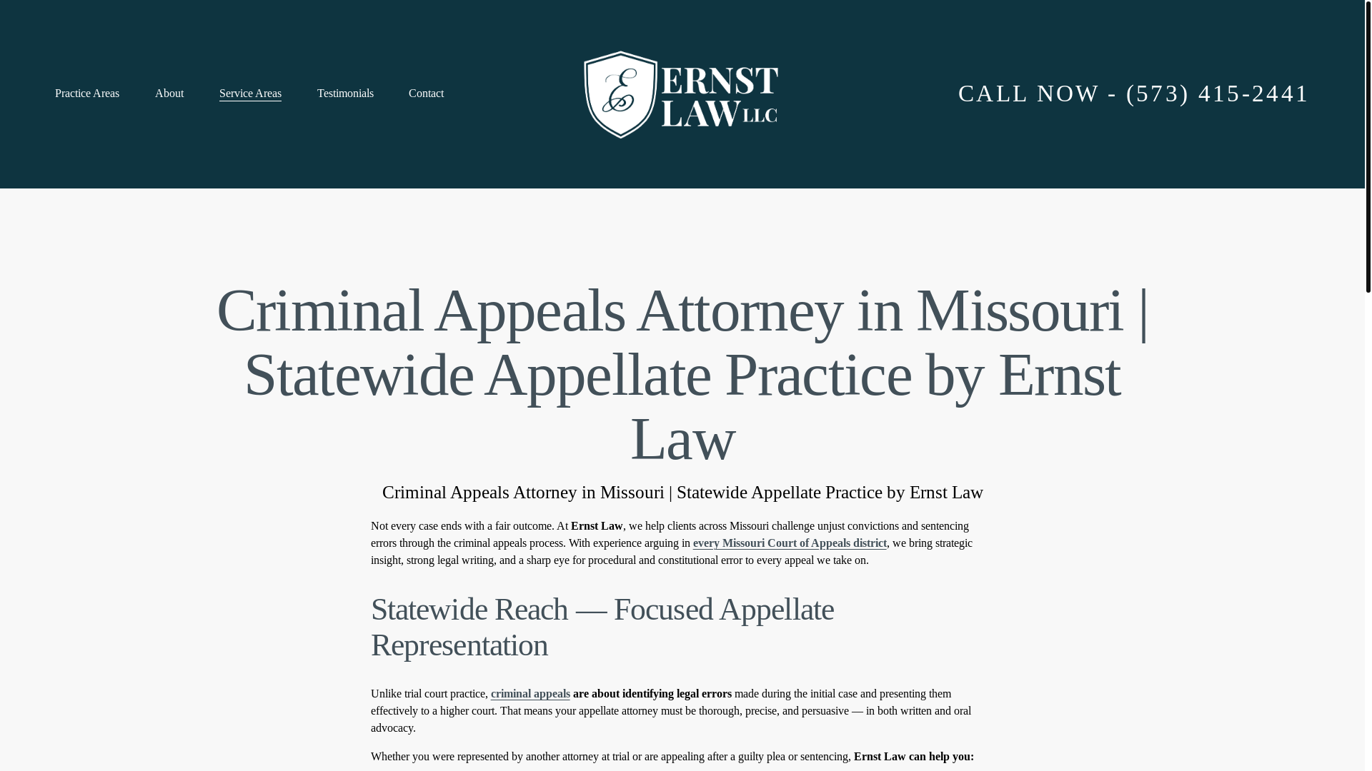 website screenshot of https://missouriappealslawyer.com/