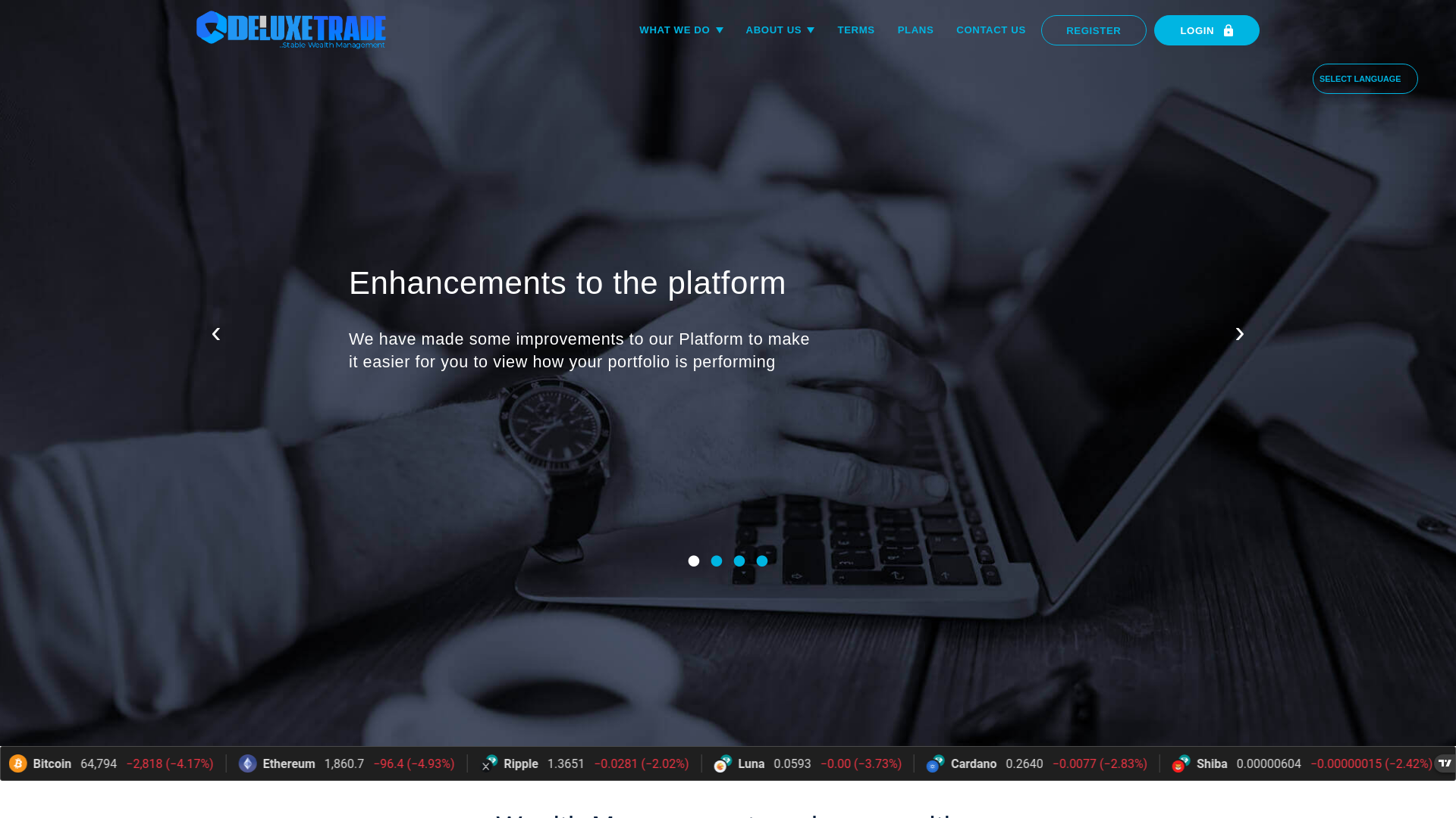 website screenshot of https://deluxetrade.org/