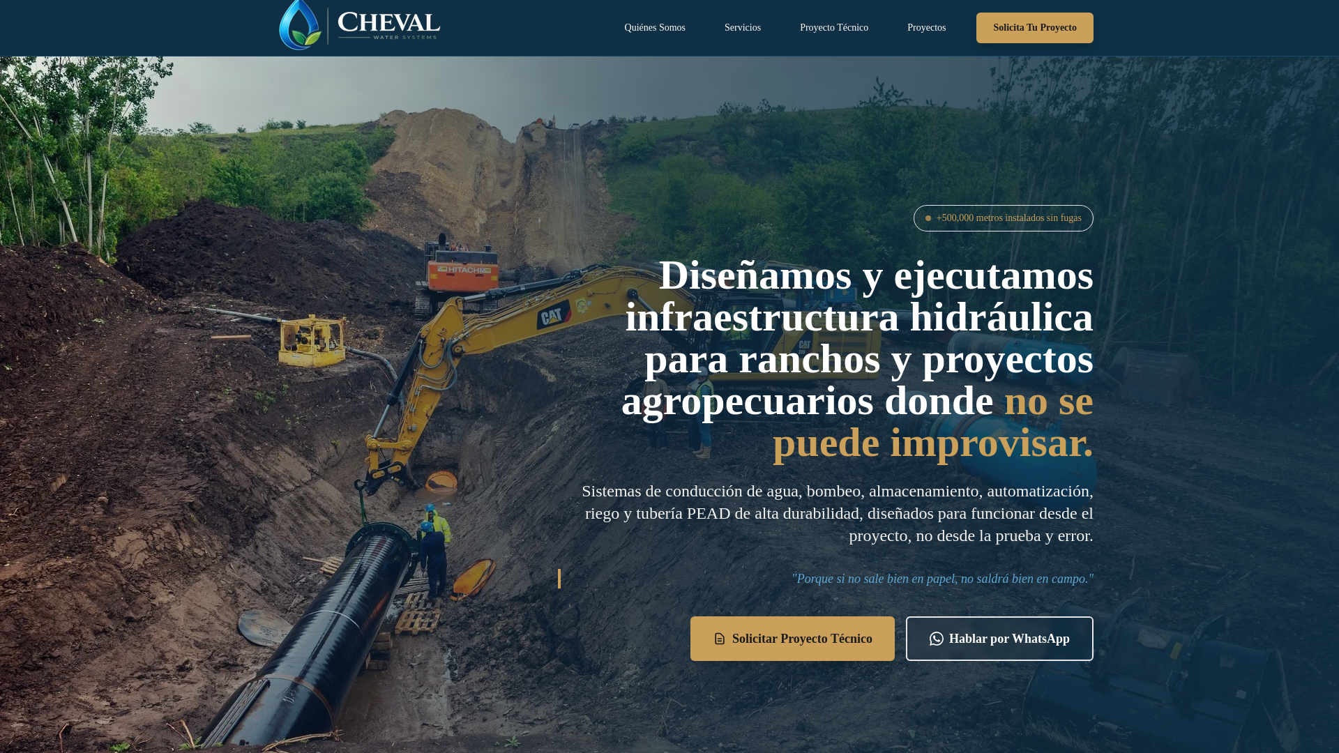 website screenshot of https://chevalwatersystems.com/