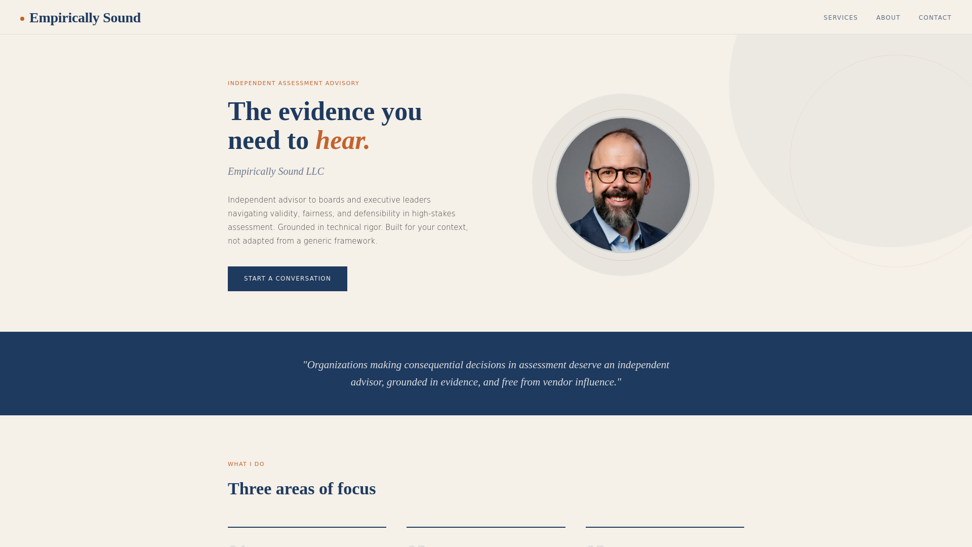 website screenshot of https://empiricallysound.com/