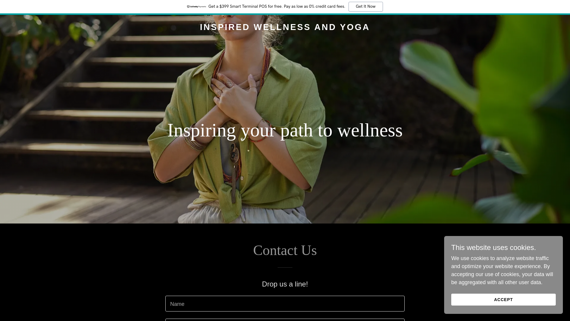 website screenshot of https://inspiredwellnessandyoga.com/
