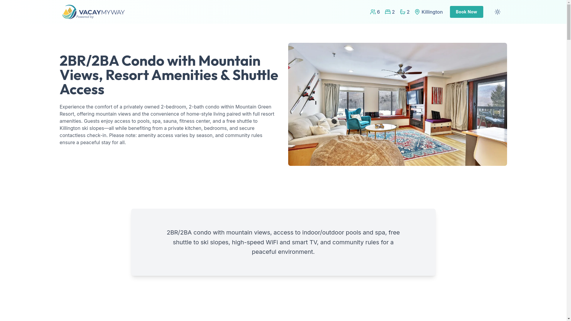 website screenshot of https://calmkillington.vacations/
