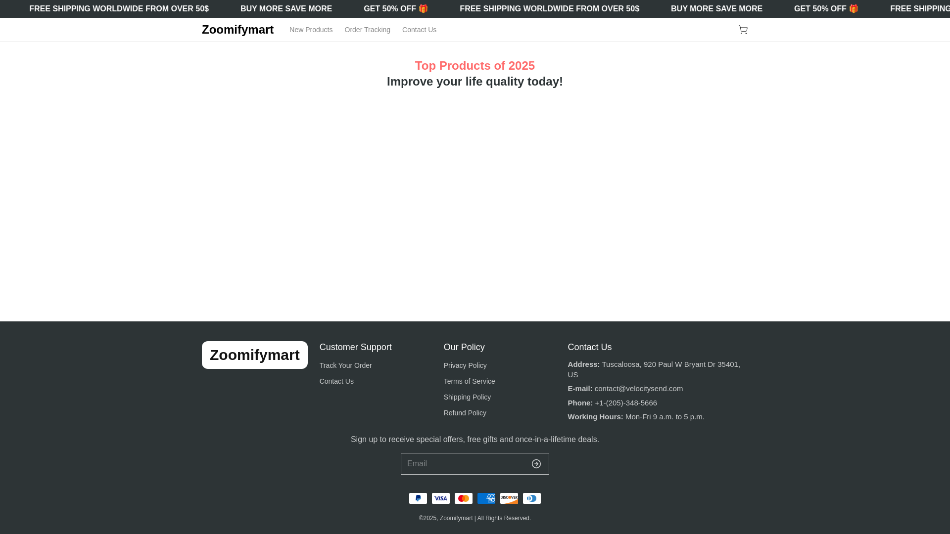 website screenshot of https://zoomifymart.com/