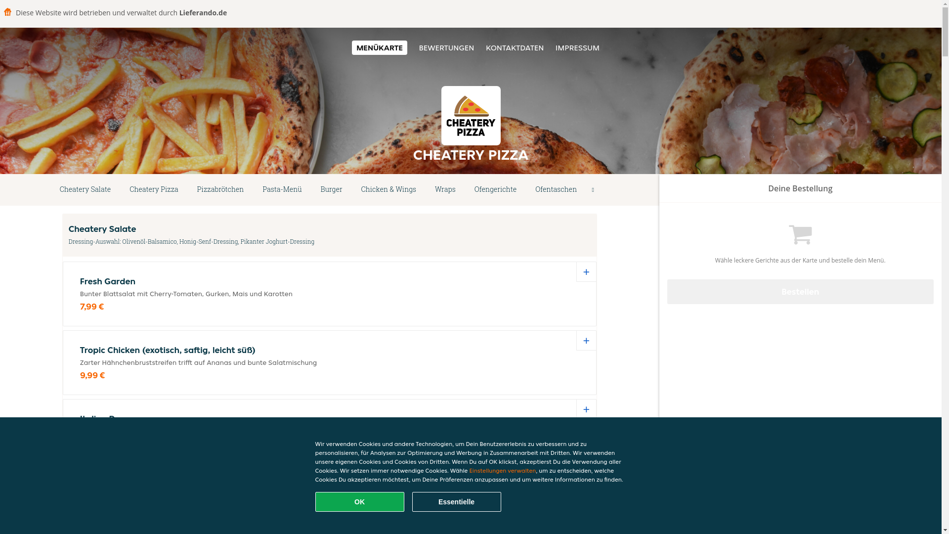website screenshot of https://cheaterypizza-pfinztal.de/
