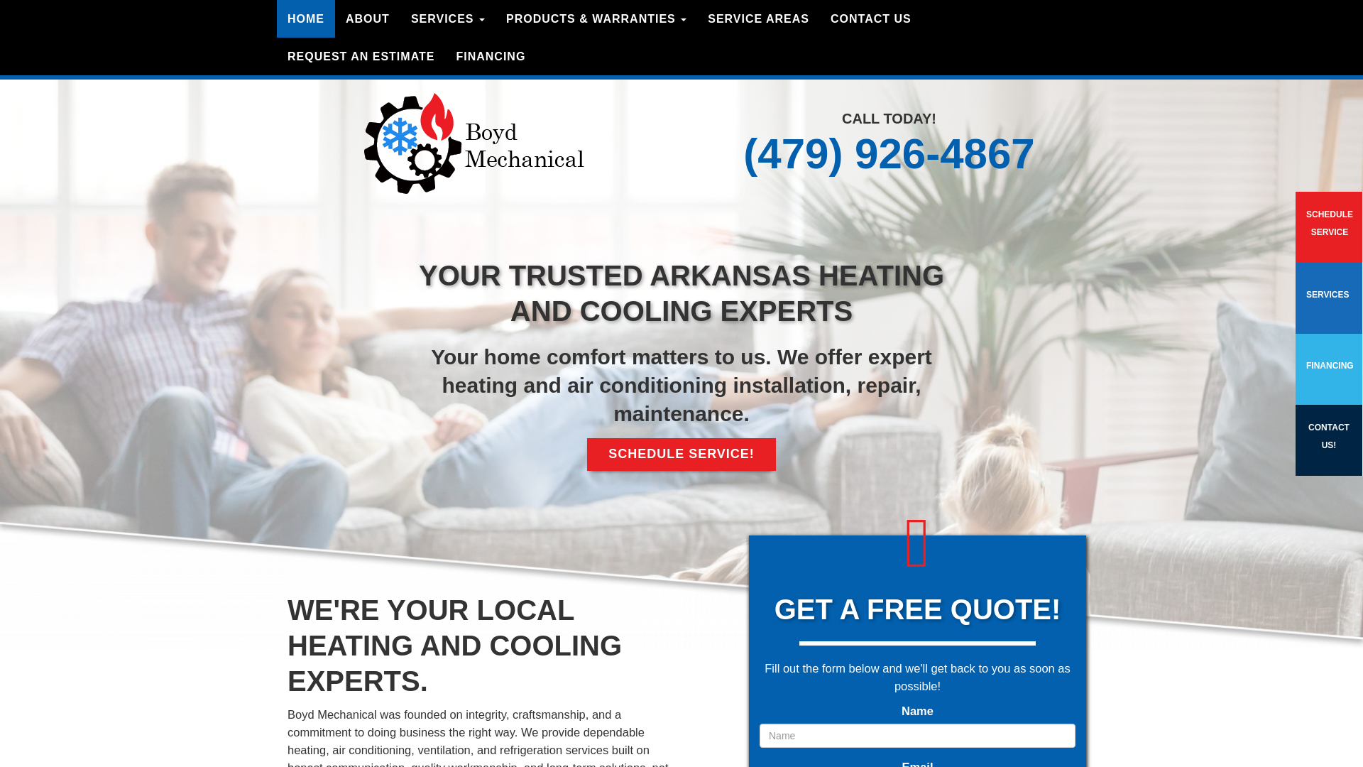 website screenshot of https://boydmechanicalhvac.com/