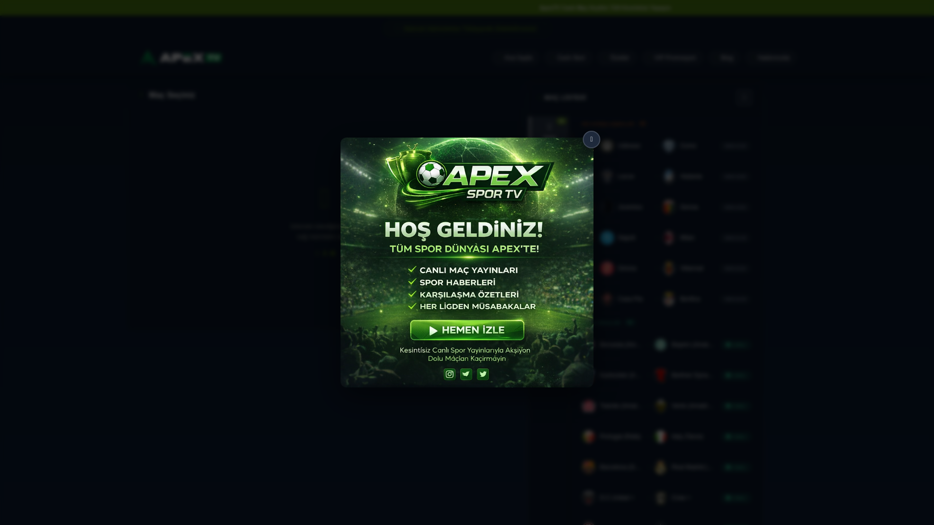 website screenshot of https://apextv.online
