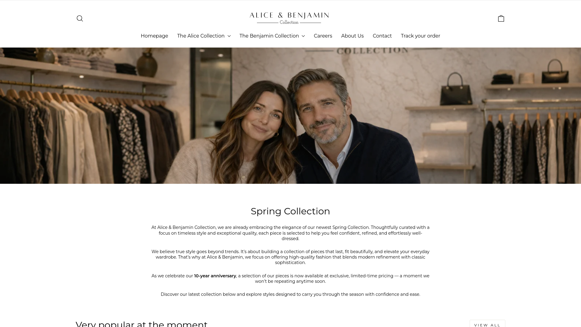 website screenshot of https://alicebenjamincollection.com