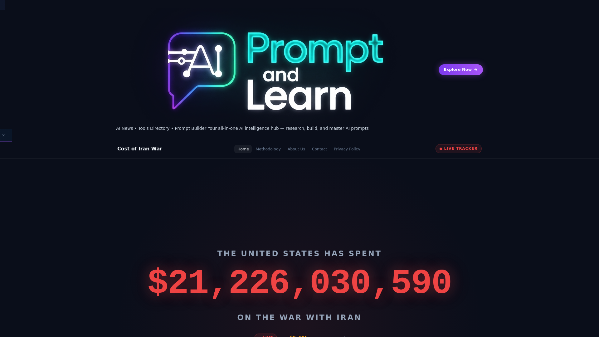 website screenshot of https://costofiranwar.com/
