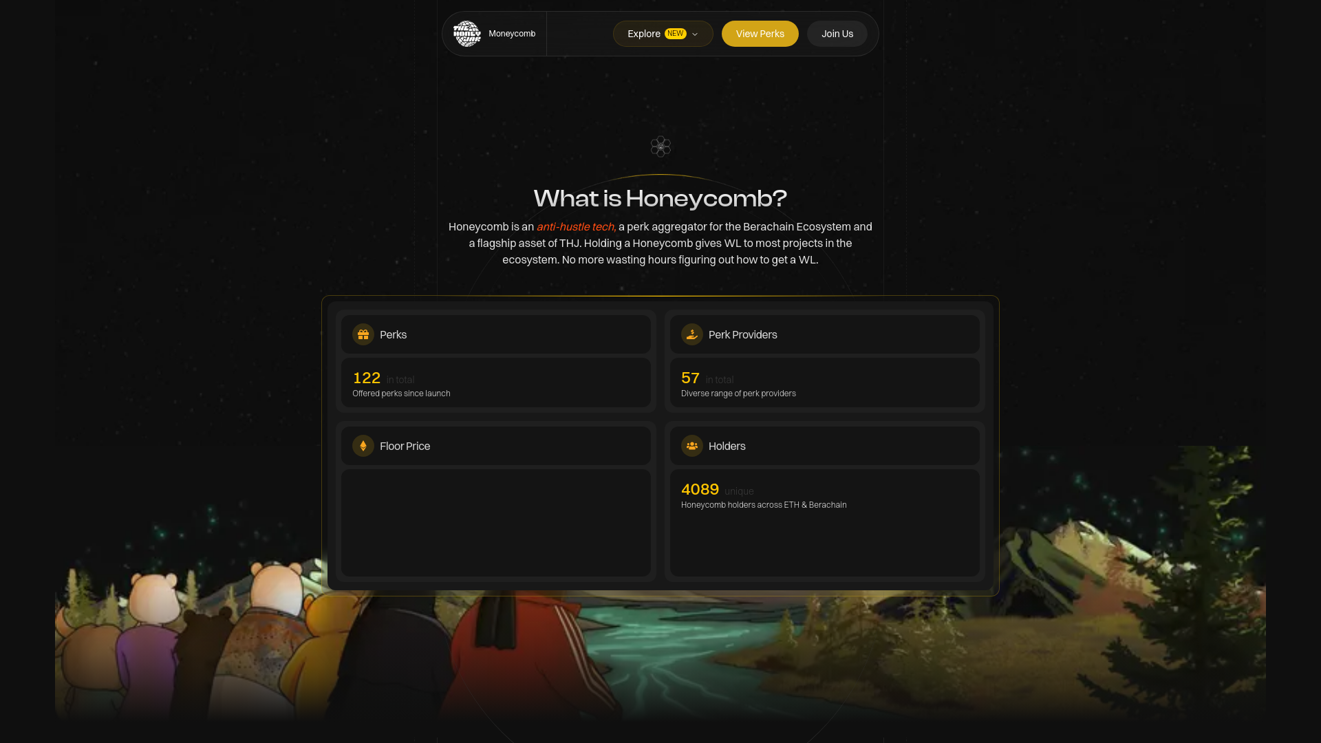 website screenshot of https://honeycomb.0xhoneyjar.xyz/