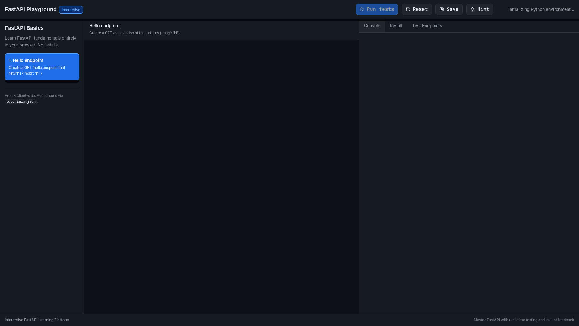 website screenshot of https://fastapiinteractive.com/