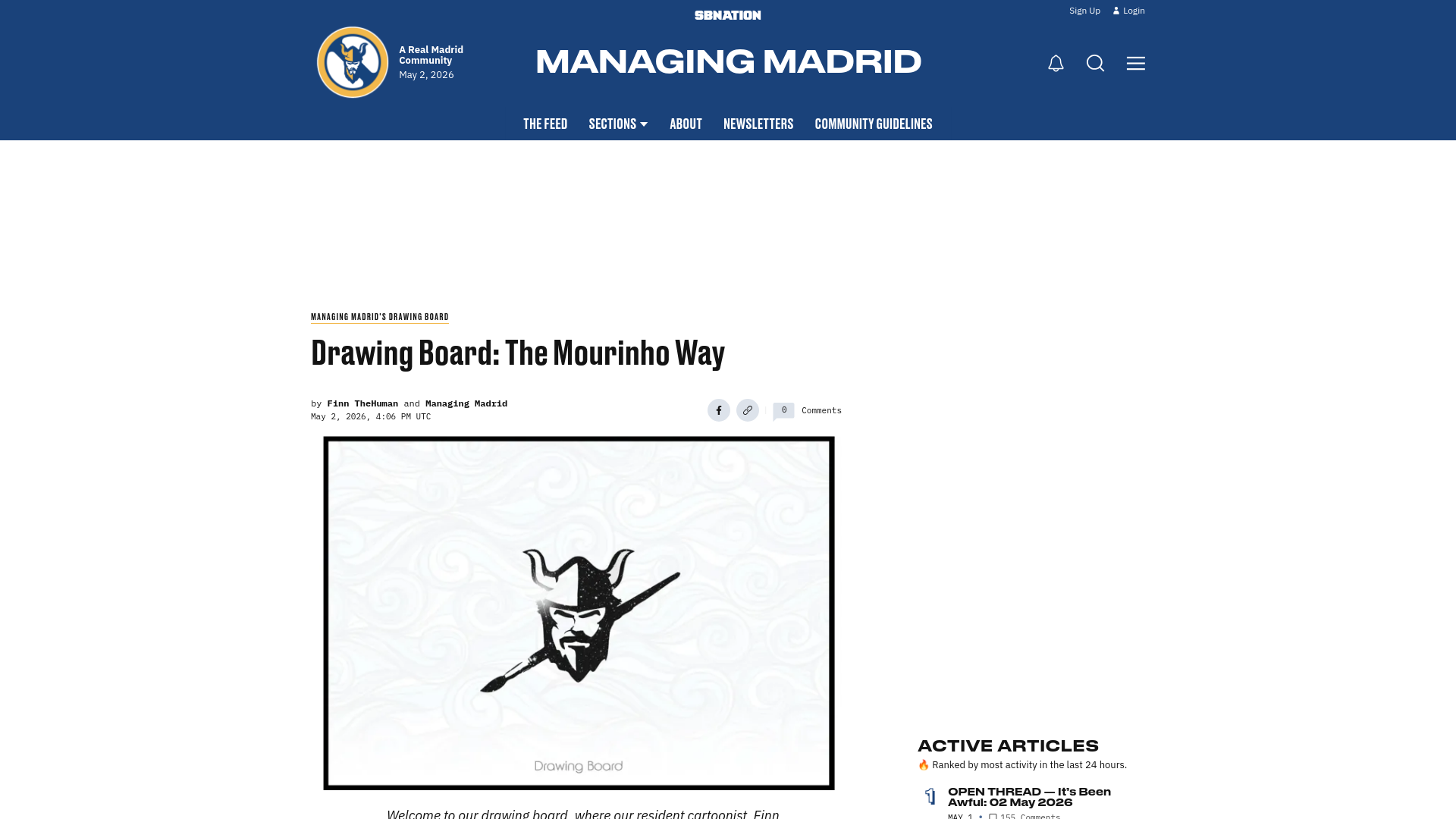 website screenshot of https://www.managingmadrid.com/managing-madrids-drawing-board/107236/drawing-board-the-mourinho-way