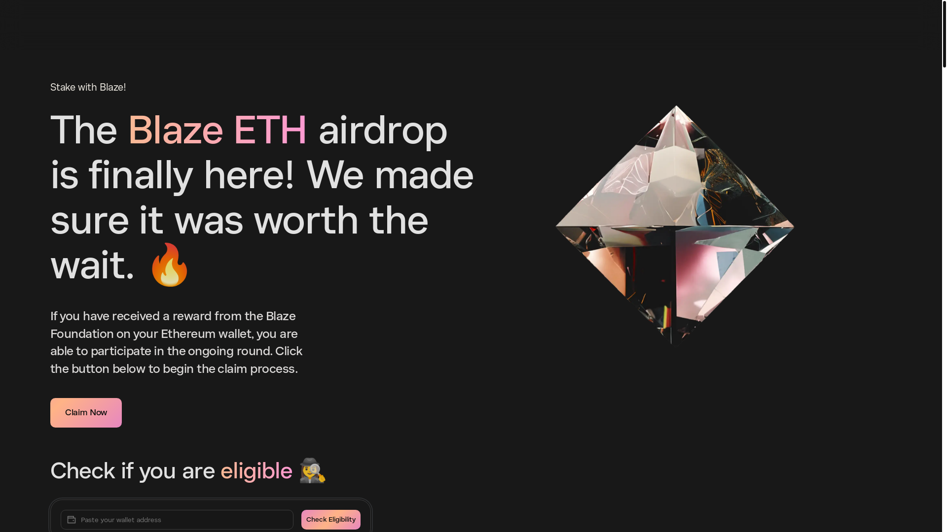 website screenshot of https://blaze-token.org/