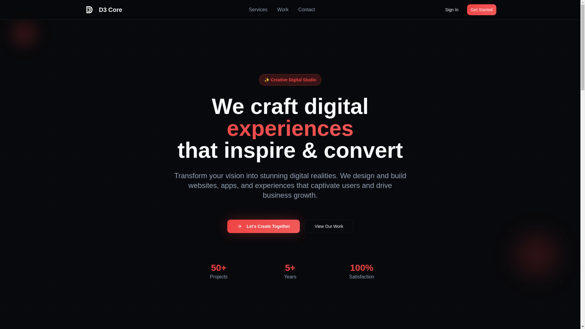 website screenshot of https://d3core-dark-showcase.pages.dev/