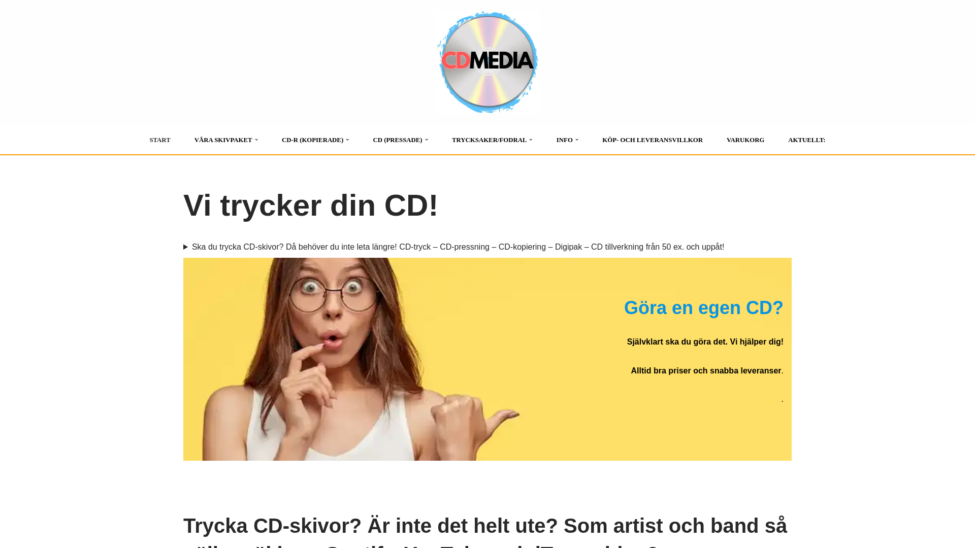 website screenshot of https://cdmedia.se