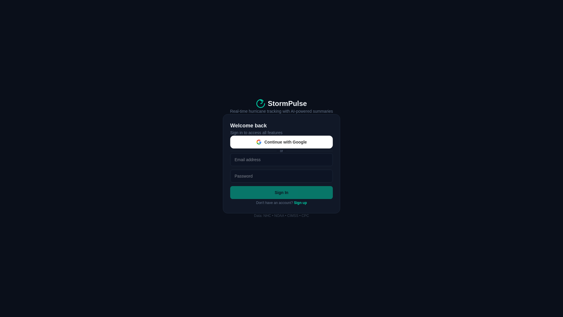 website screenshot of https://stormpulse.app
