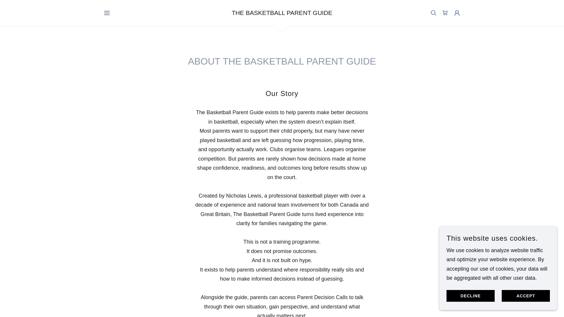 website screenshot of https://thebasketballparentguide.com