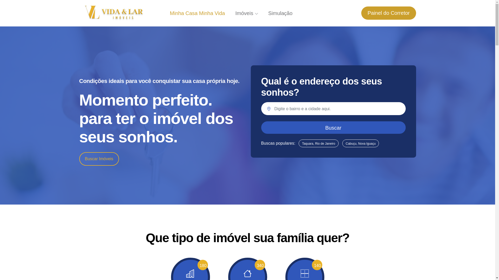 website screenshot of https://vidaelarimoveis.com.br/