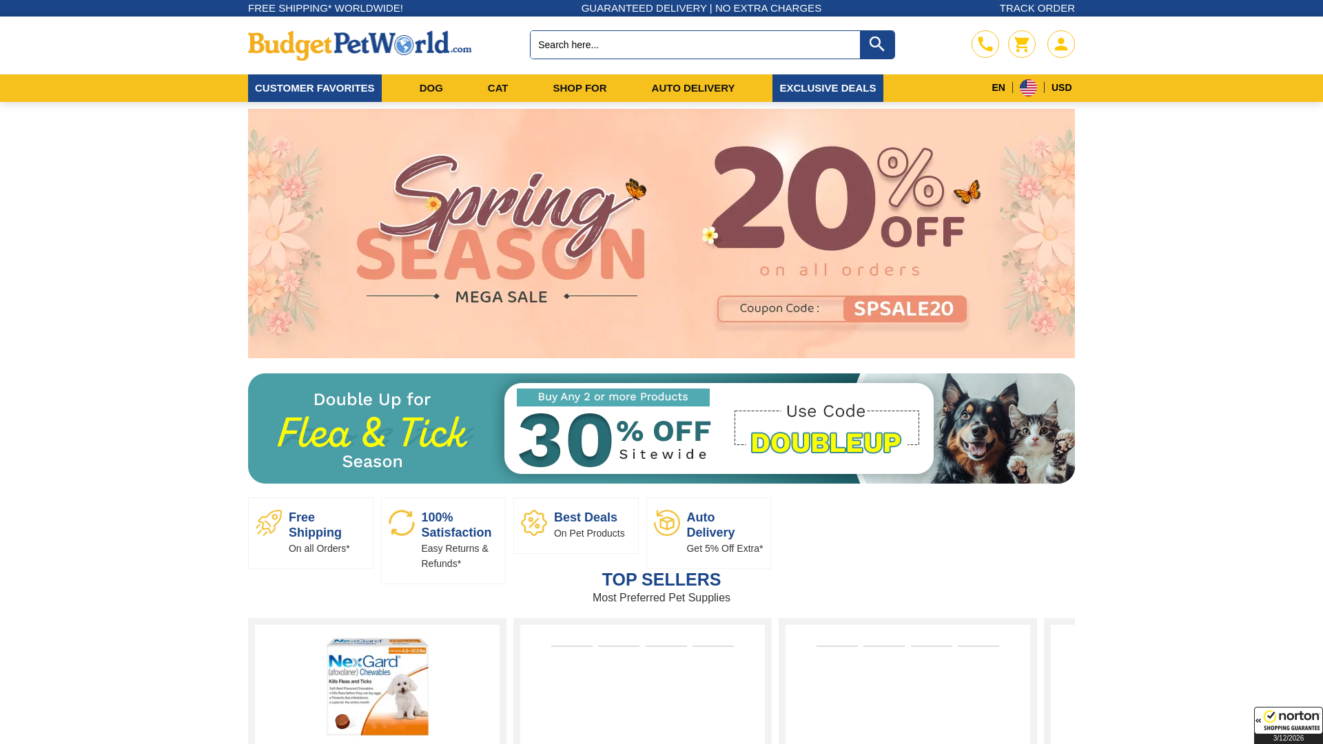 website screenshot of https://budgetpetworld.com/