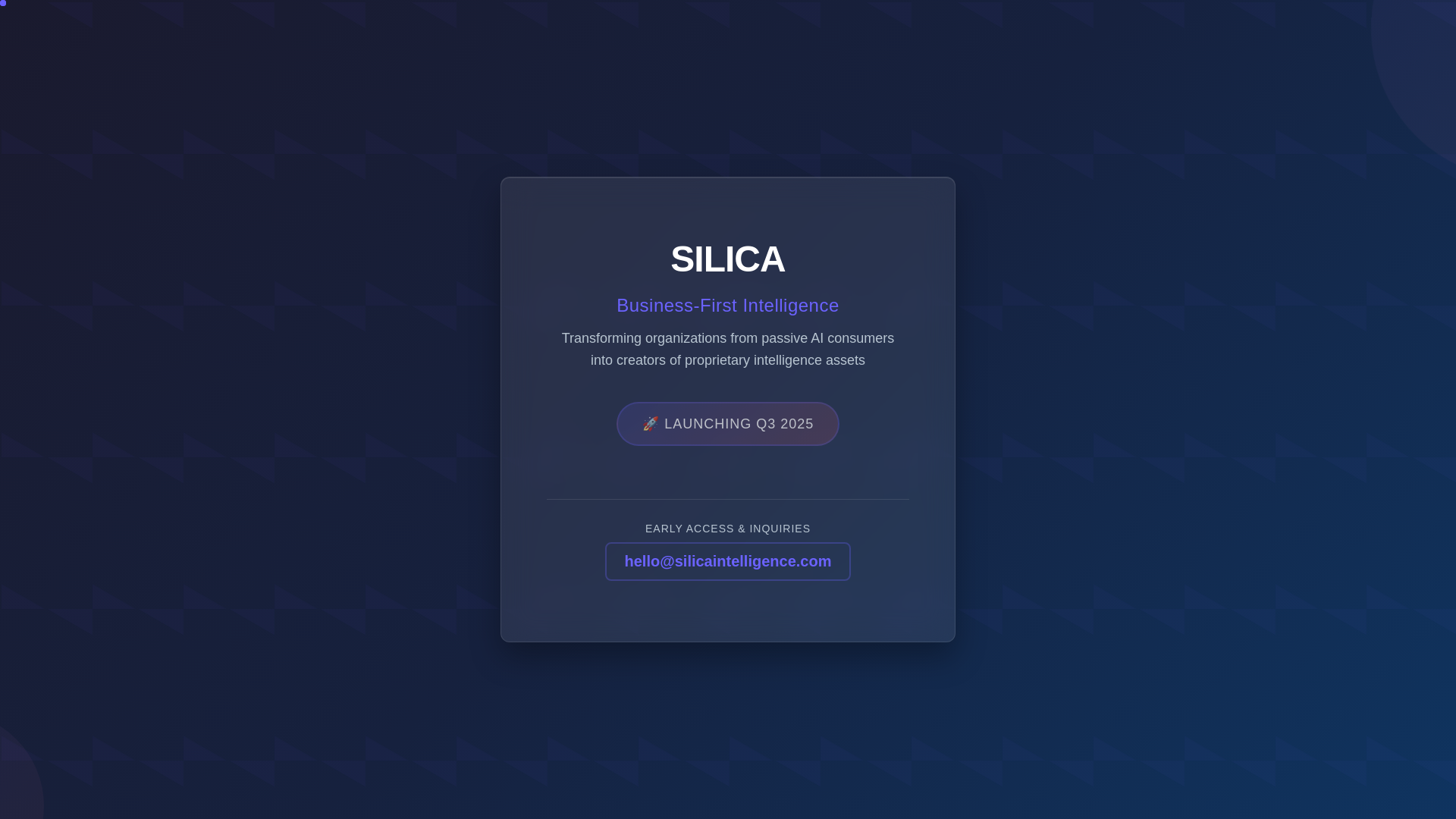 website screenshot of https://silicaintelligence.com/