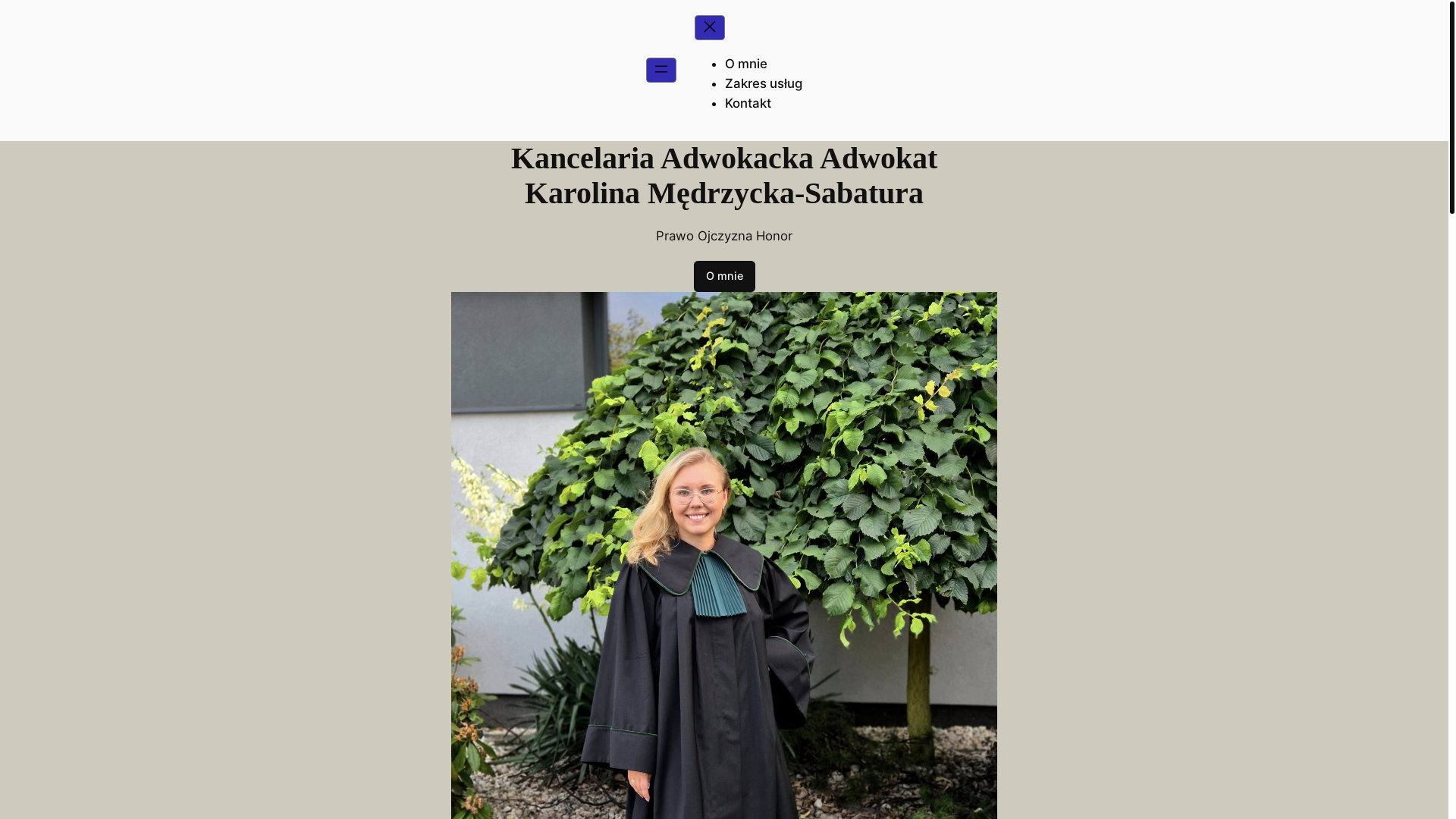 website screenshot of https://adwokatmedrzyckasabatura.com/