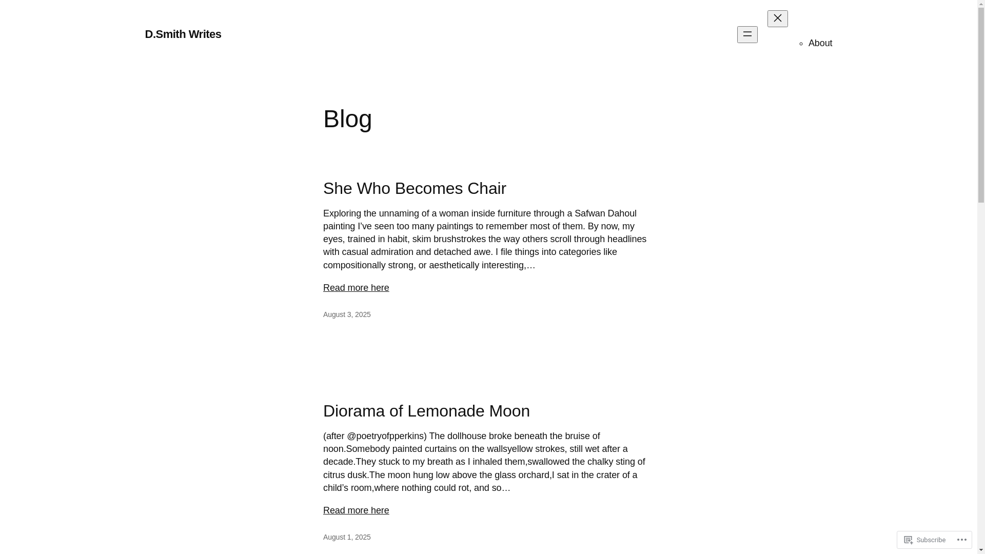 website screenshot of https://dsmithwrites.blog/