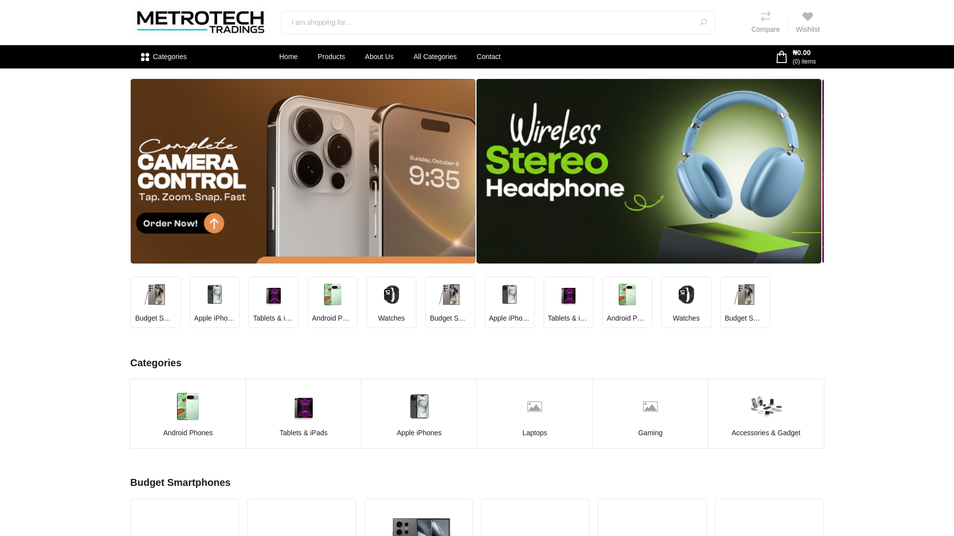 website screenshot of https://metrotechtradings.com