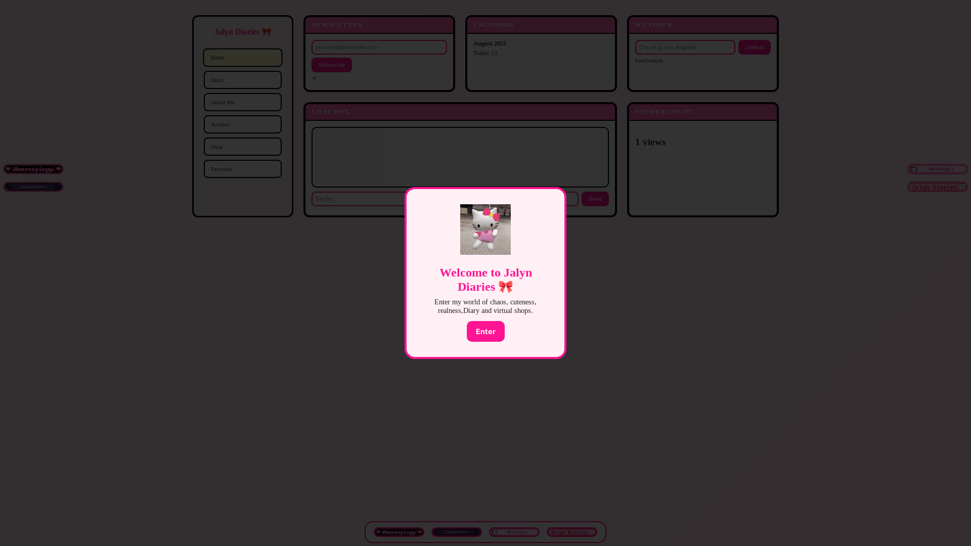 website screenshot of https://jalyndiaries.com/