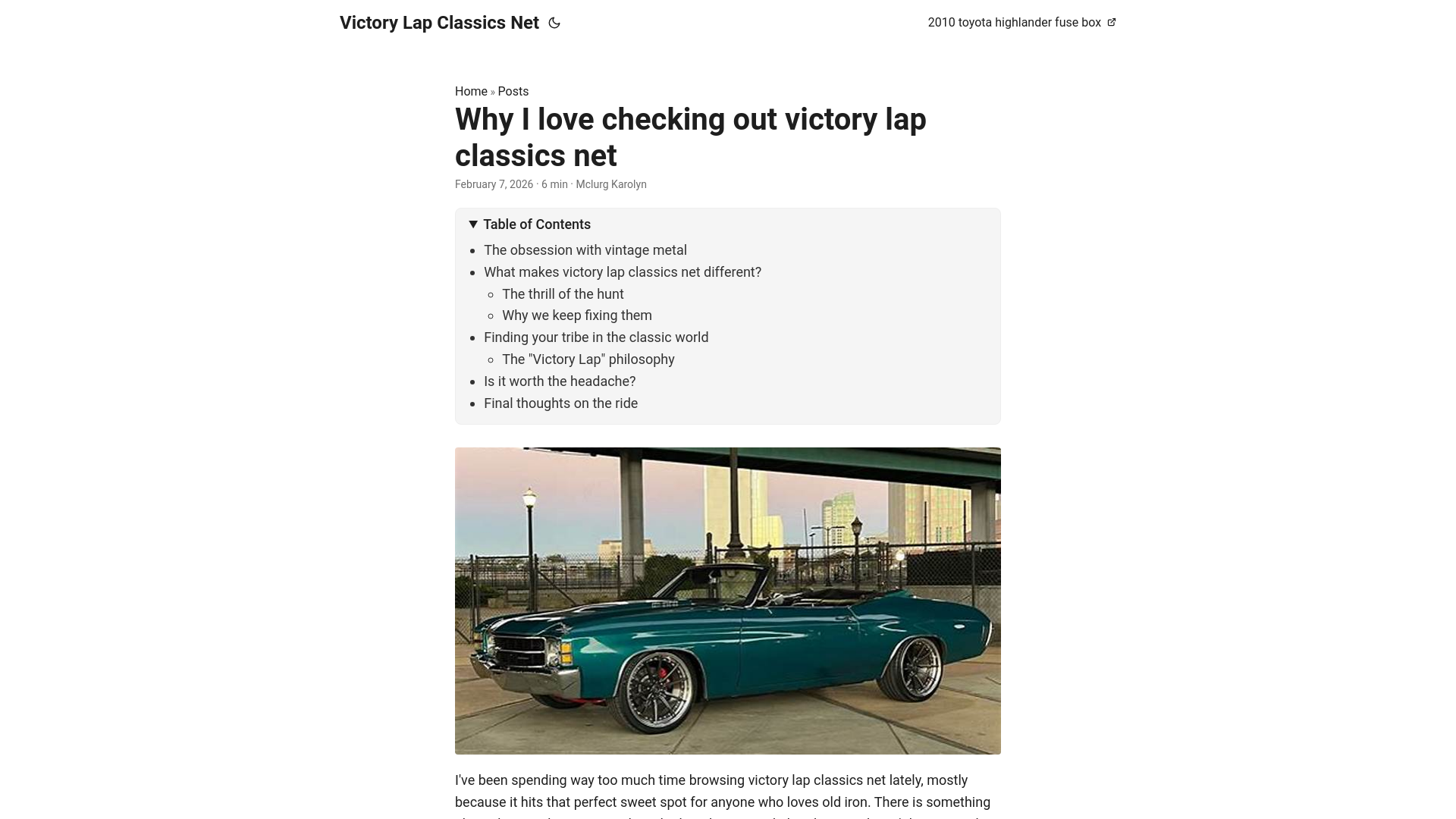 website screenshot of https://victory-lap-classics-net.pages.dev/