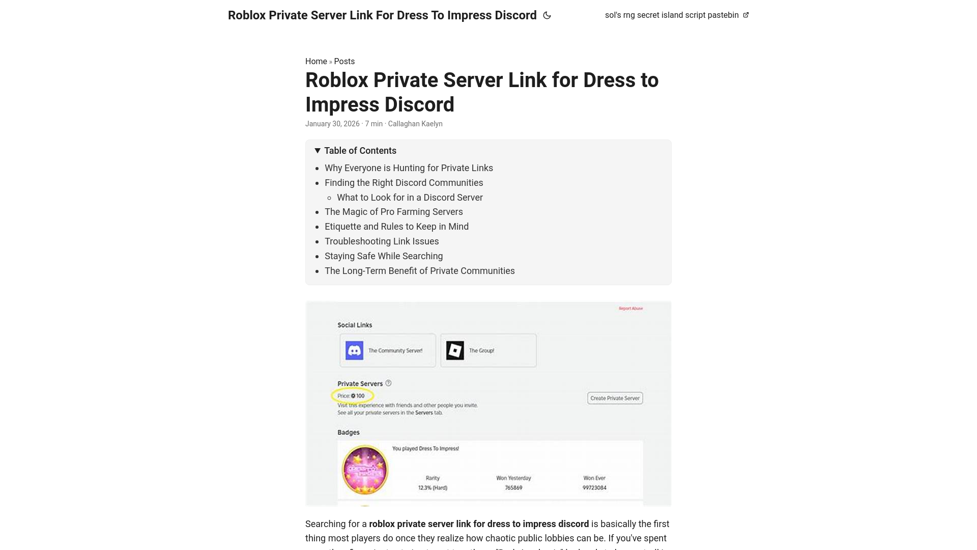website screenshot of https://roblox-private-server-link-for-dress-to-impress-discord.pages.dev/