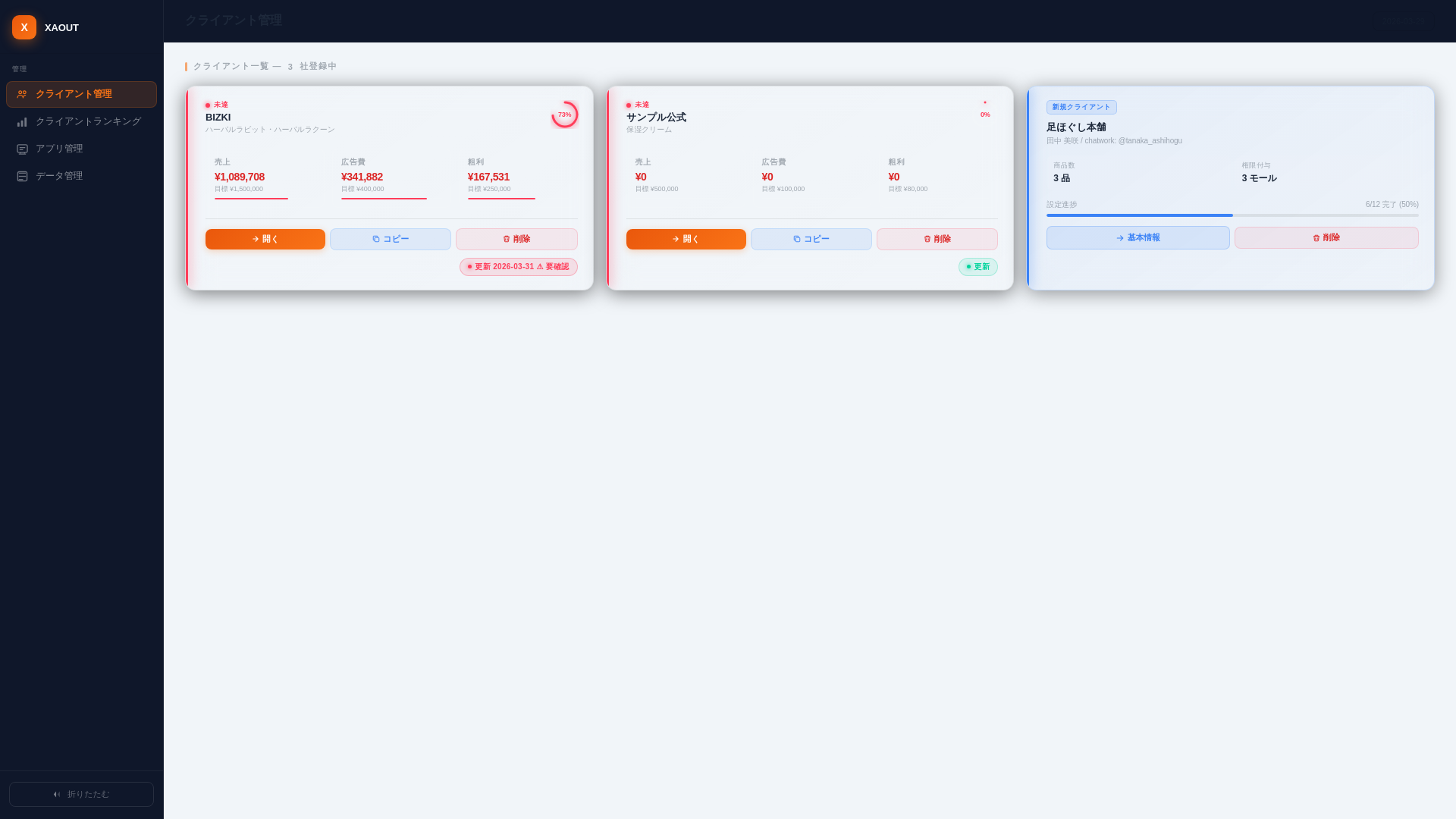 website screenshot of https://xaout-dashboard.pages.dev/
