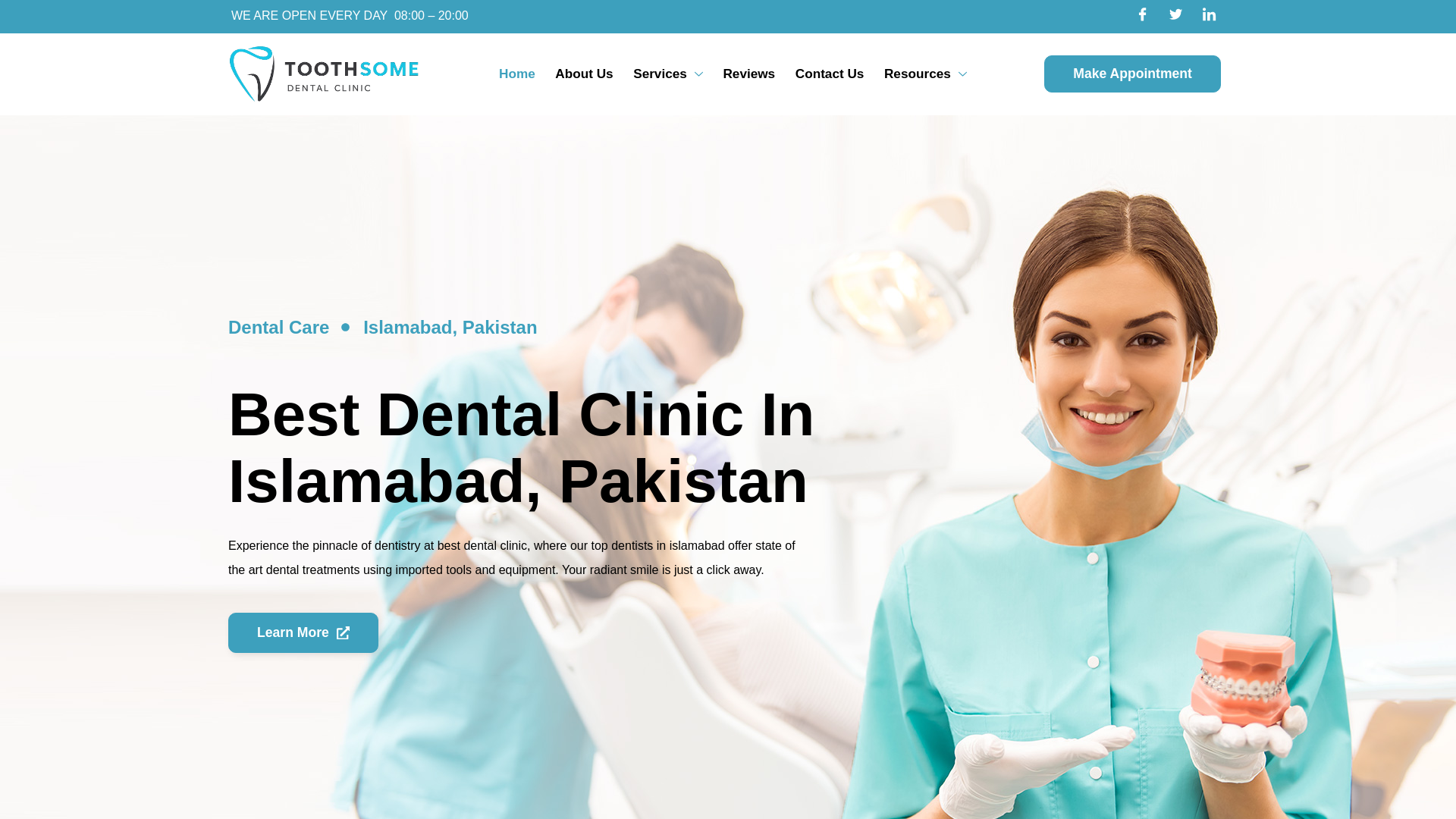 website screenshot of https://toothsomeclinic.com/