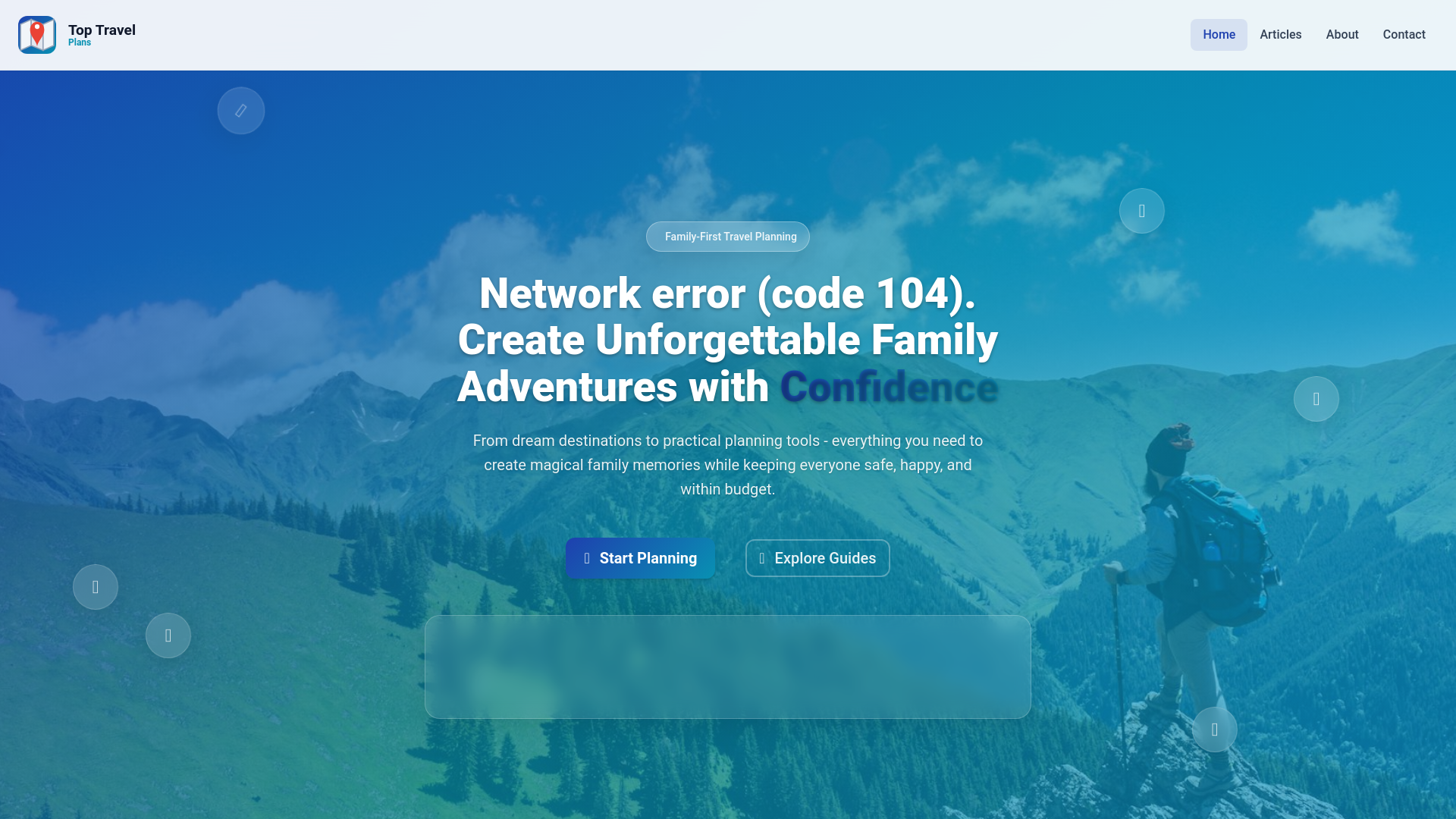 website screenshot of https://toptravelplans.com