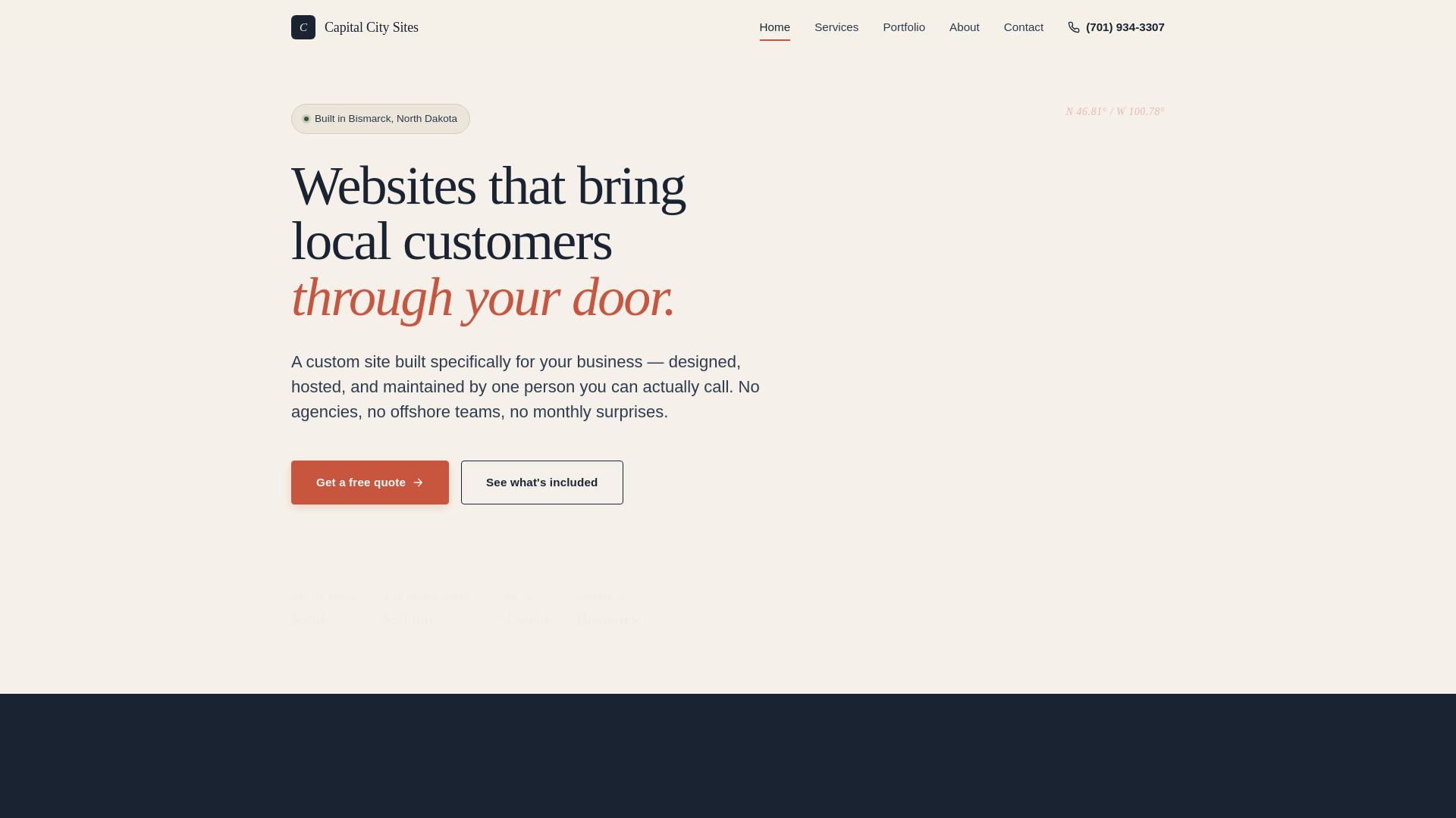 website screenshot of https://capitalcitysites.com/