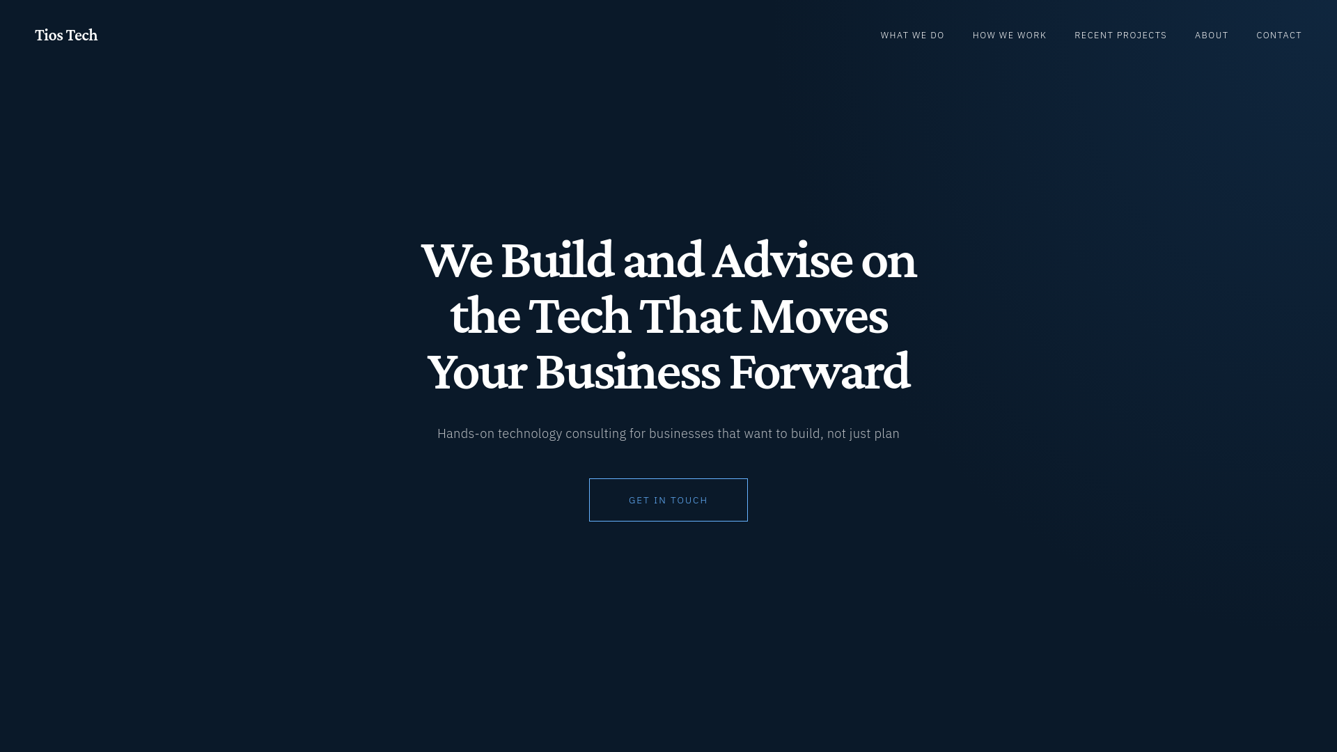 website screenshot of https://tiostech.eu/