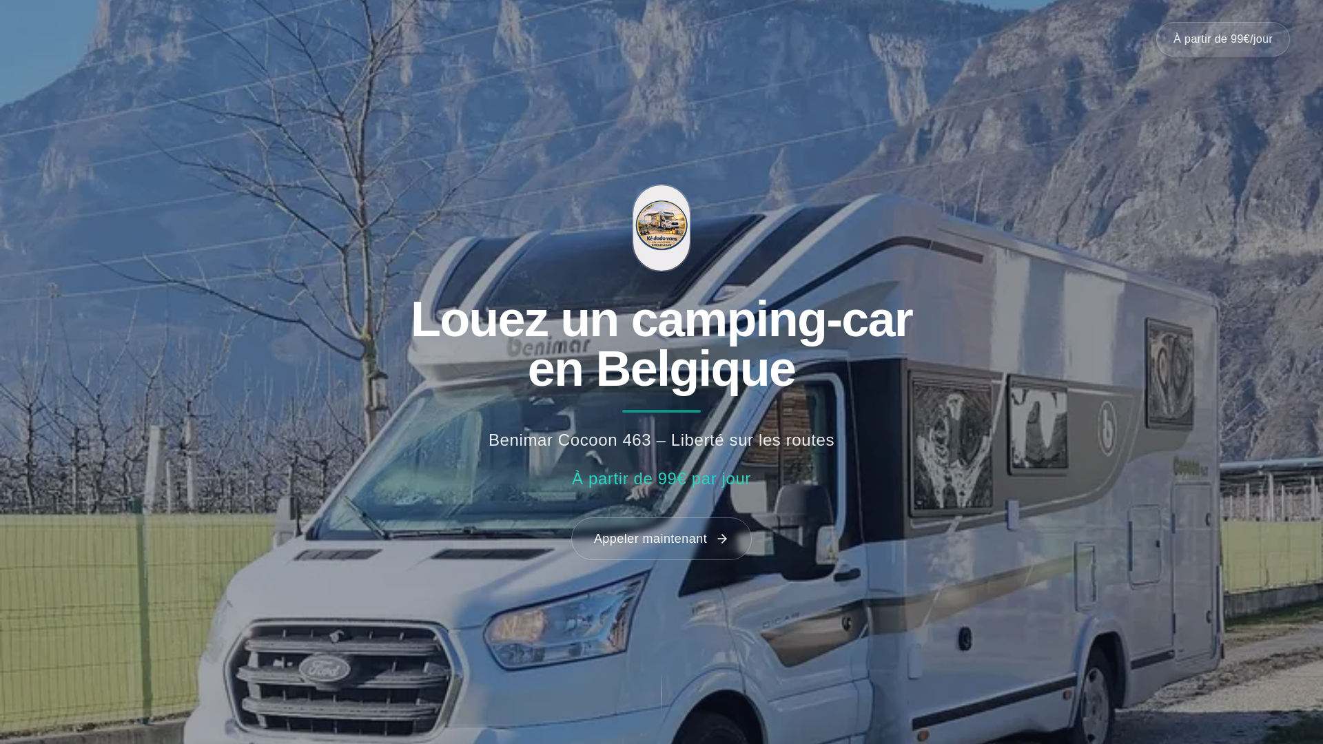 website screenshot of https://louezuncampingcar.be/