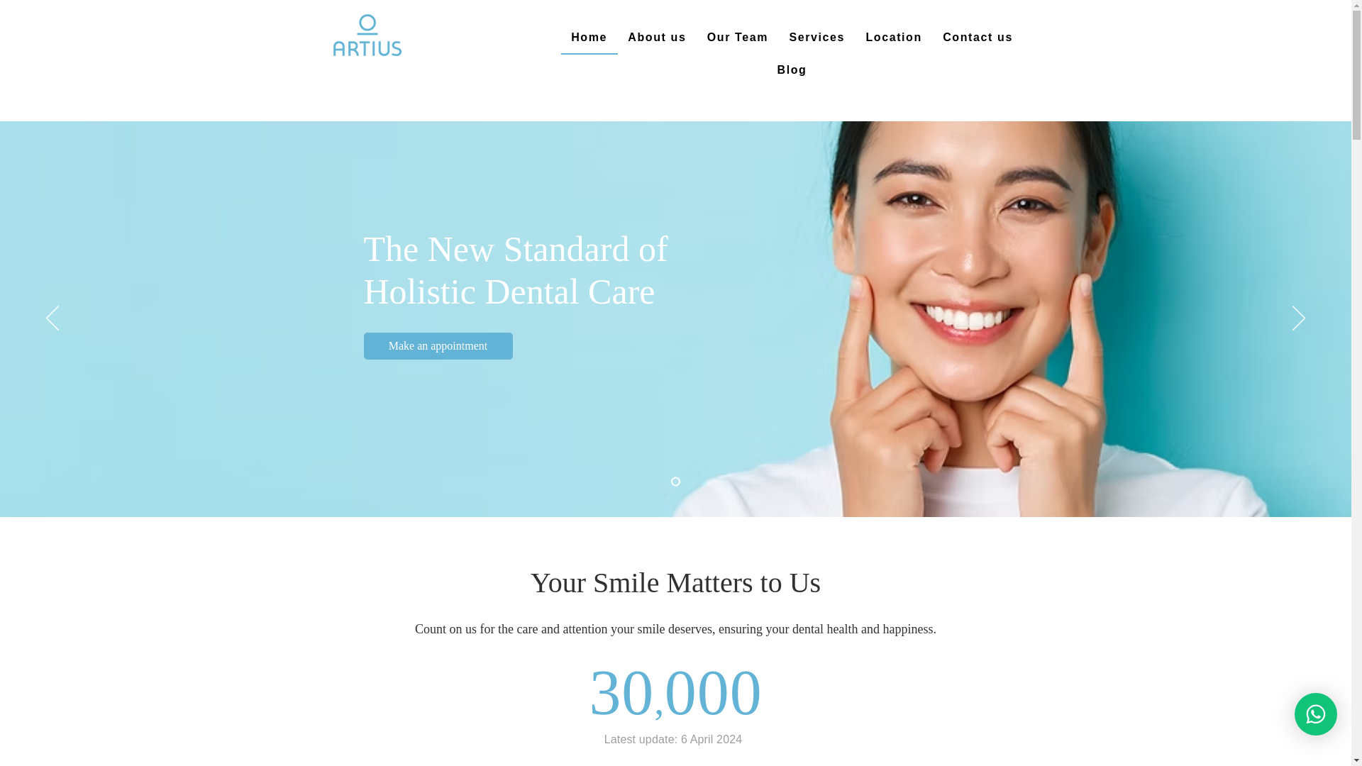 website screenshot of https://www.artiusdental.com/