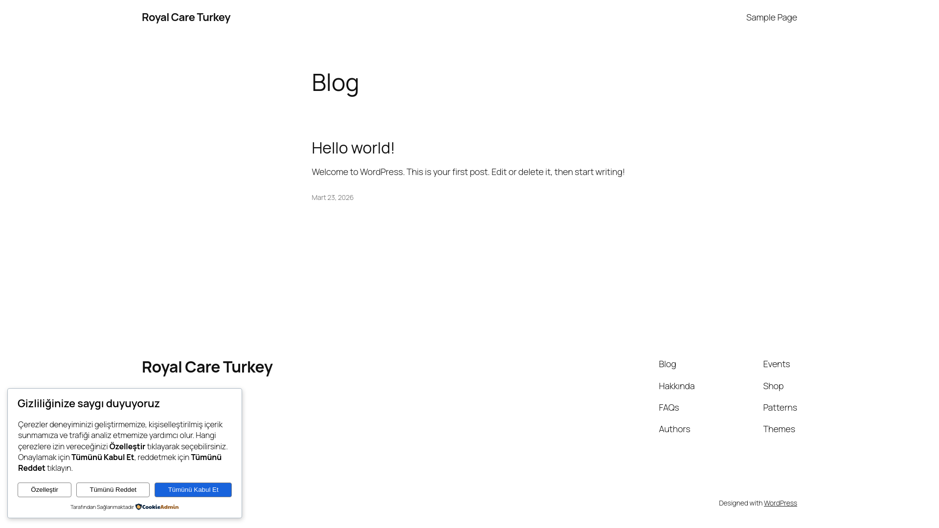 website screenshot of https://royalcareturkey.com/