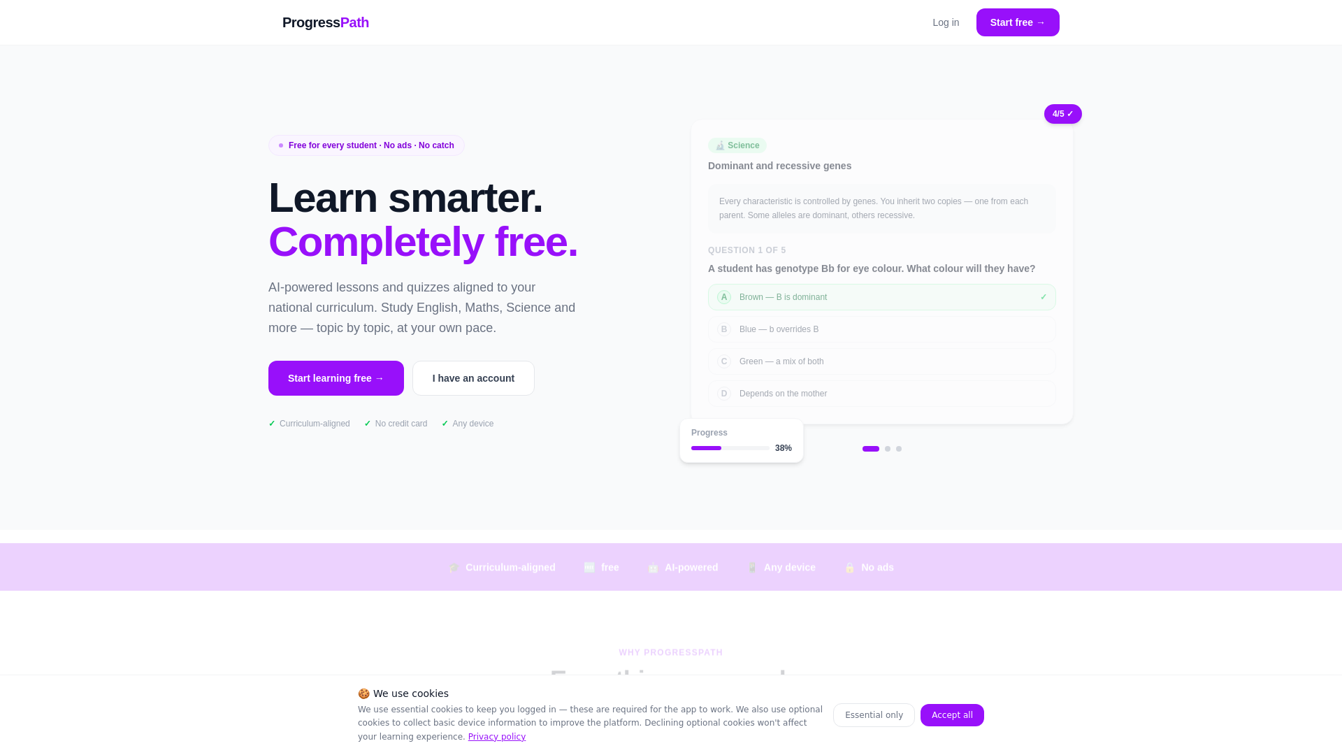 website screenshot of https://progresspath.app