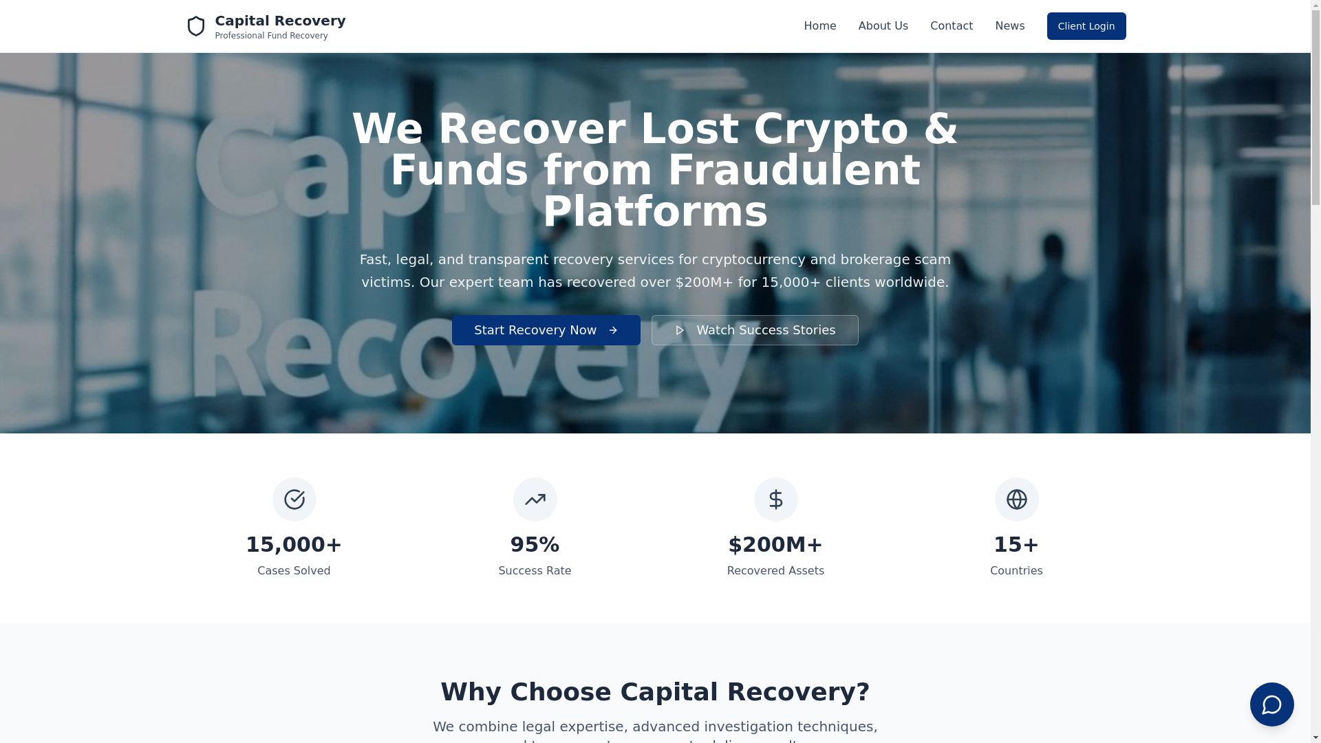 website screenshot of https://capital-recovery.io/