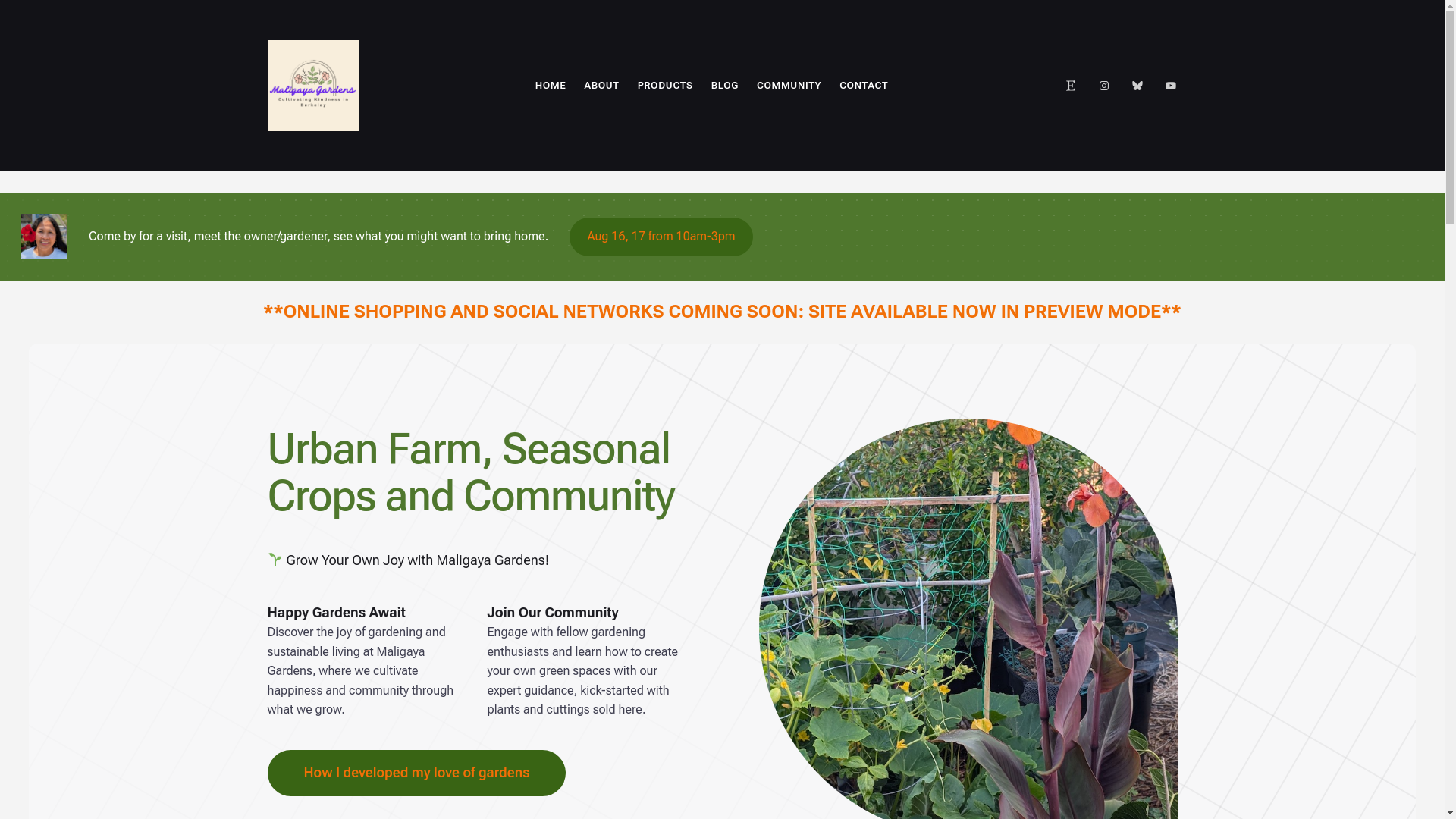 website screenshot of https://maligayagardens.com