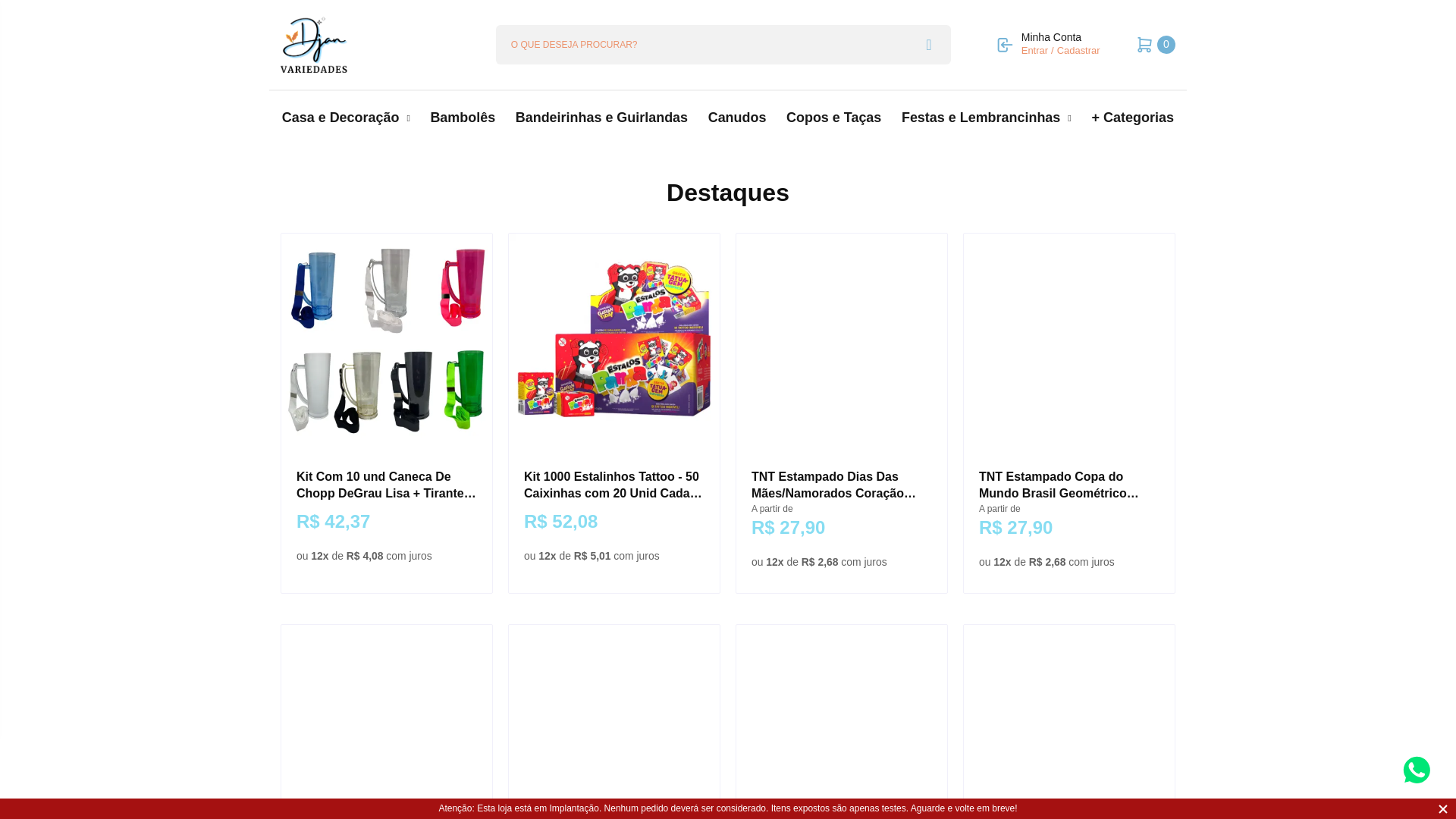 website screenshot of https://djanvariedades.com.br