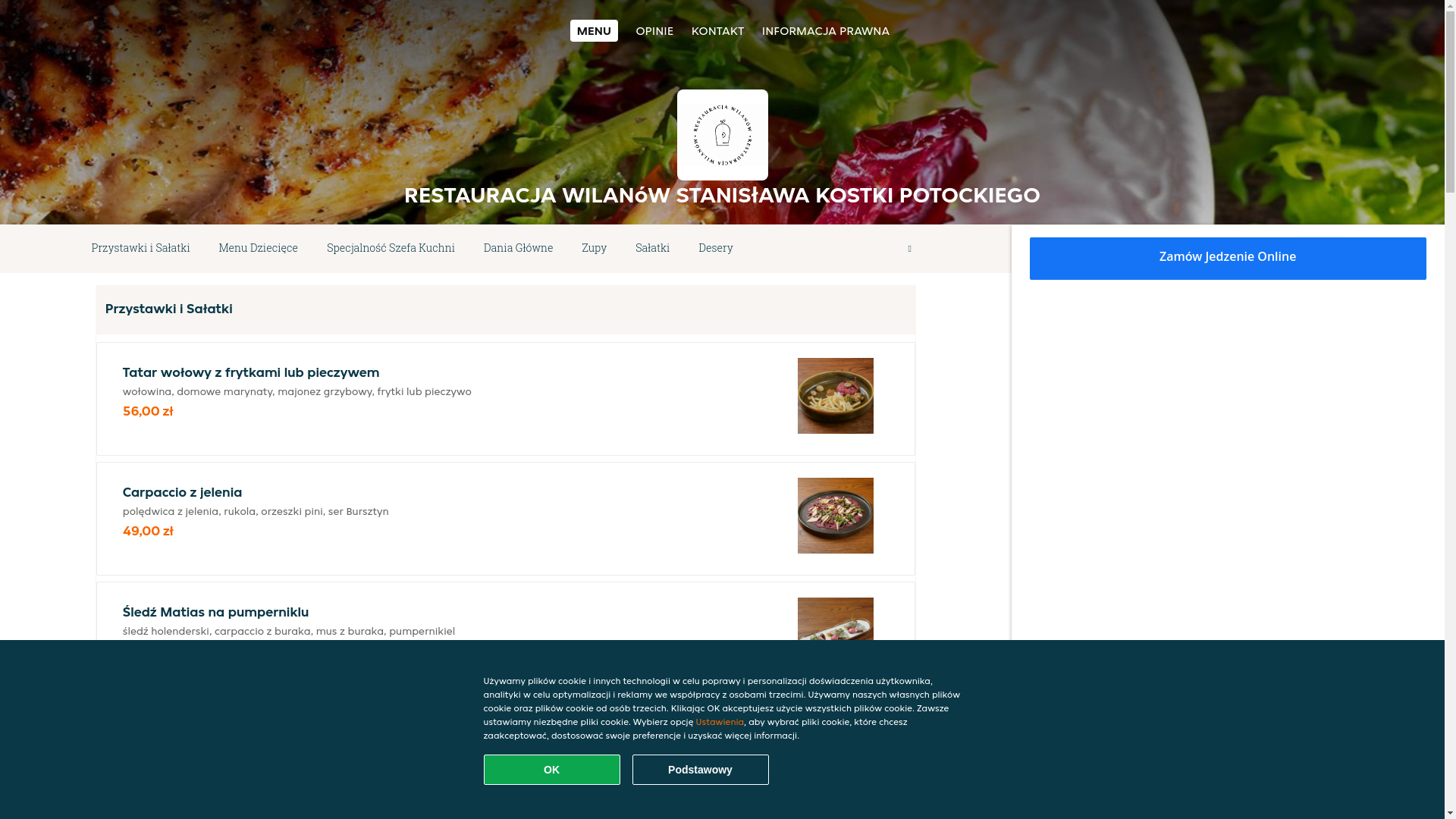 website screenshot of https://restauracja-wilanow-warszawa.pl/