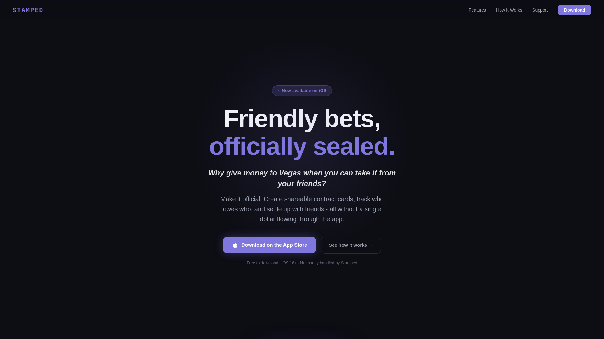 website screenshot of https://stampedbets.com/