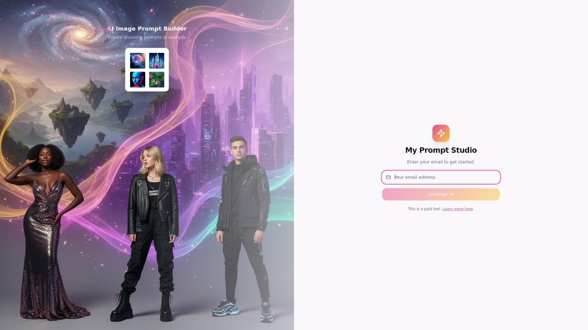 website screenshot of https://mypromptstudio.app