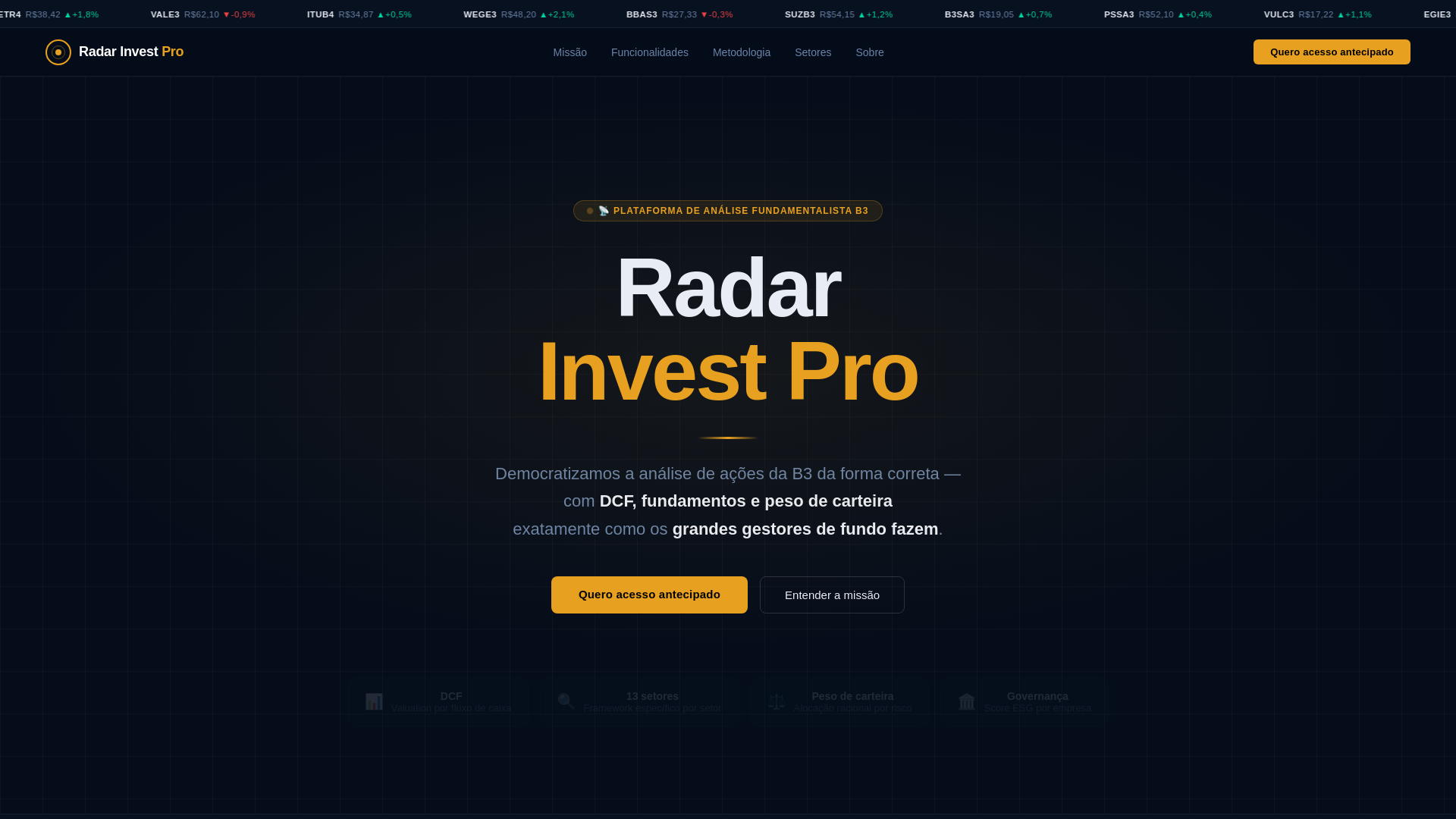 website screenshot of https://radarinvestpro.com.br/