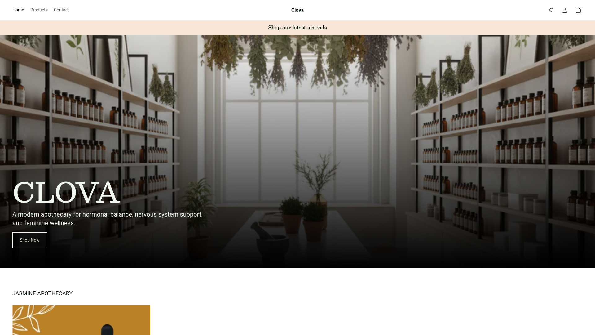 website screenshot of https://clovawellness.com